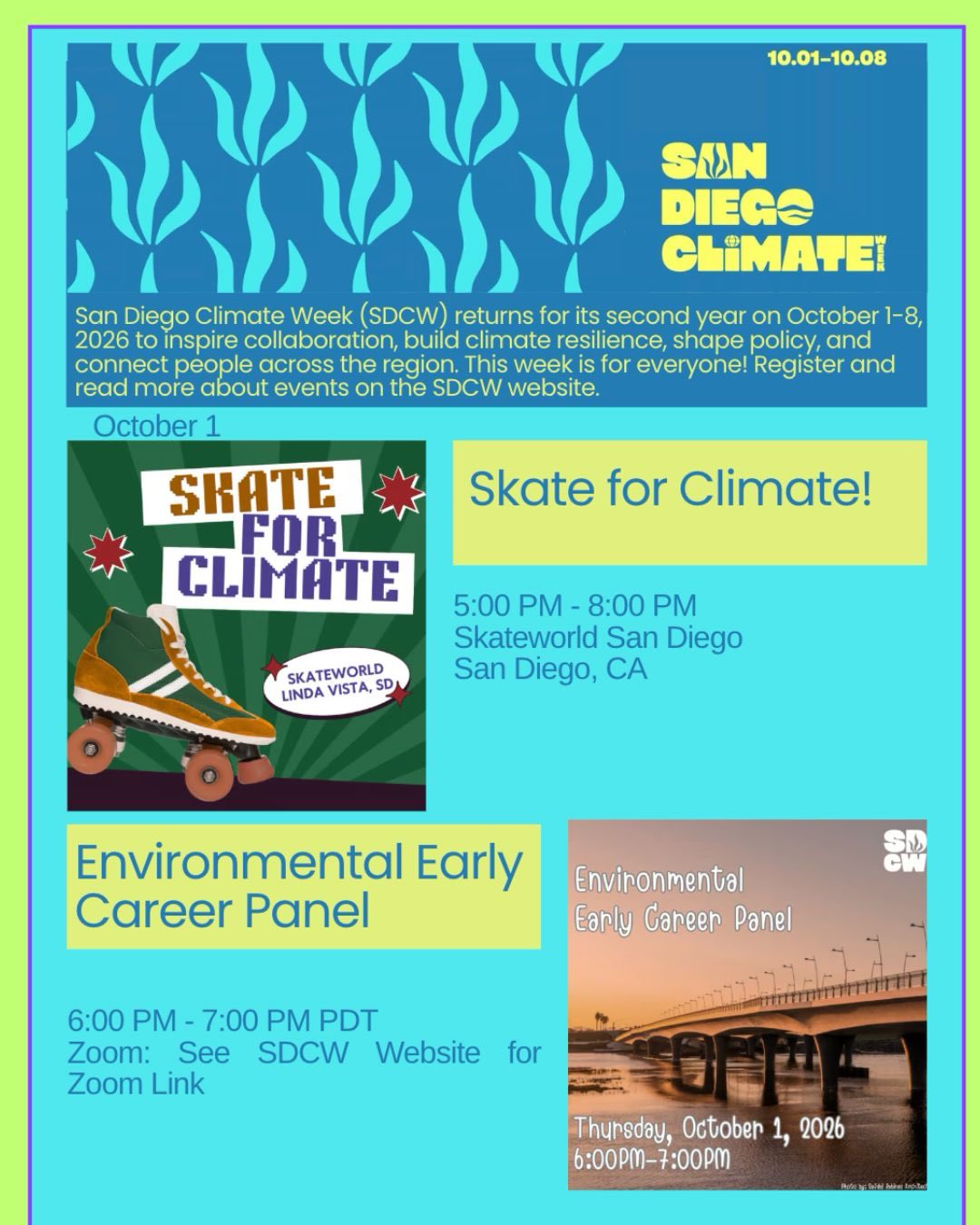 Take a look at some of the past and upcoming events for San Diego Climate Week! ♻️🌳
#sdclimateweek