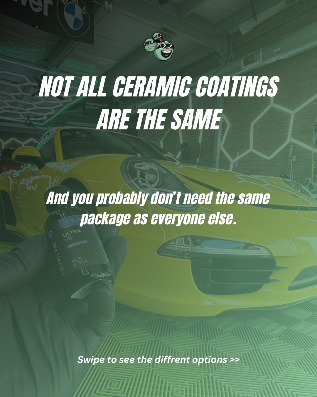 Ceramic Coatings shouldn’t be a one-size-fits-all! 👀
.
Some vehicles simply need a polish and protection to make maintenance easier. Others need long-term exterior protection. Some need the paint corrected before anything gets coated!🔥
.
That’s why we offer 3 different levels of ceramic protection here at The Suds.
• Essential - Enhance & Protect
• Signature - Long - Term Exterior Protection
• Complete - Correct & Protect the Entire Vehicle
.
Every package is designed around different vehicles, paint conditions, & ownership goals. 💎
.
We proudly install professional-grade @feynlab ceramic coatings and take the time to properly prepare the surface before protection is applied! 🙌🏽
.
Not sure which package makes sense for you? DM us with your vehicles info, and we’ll paint you in the right direction! 🤝
