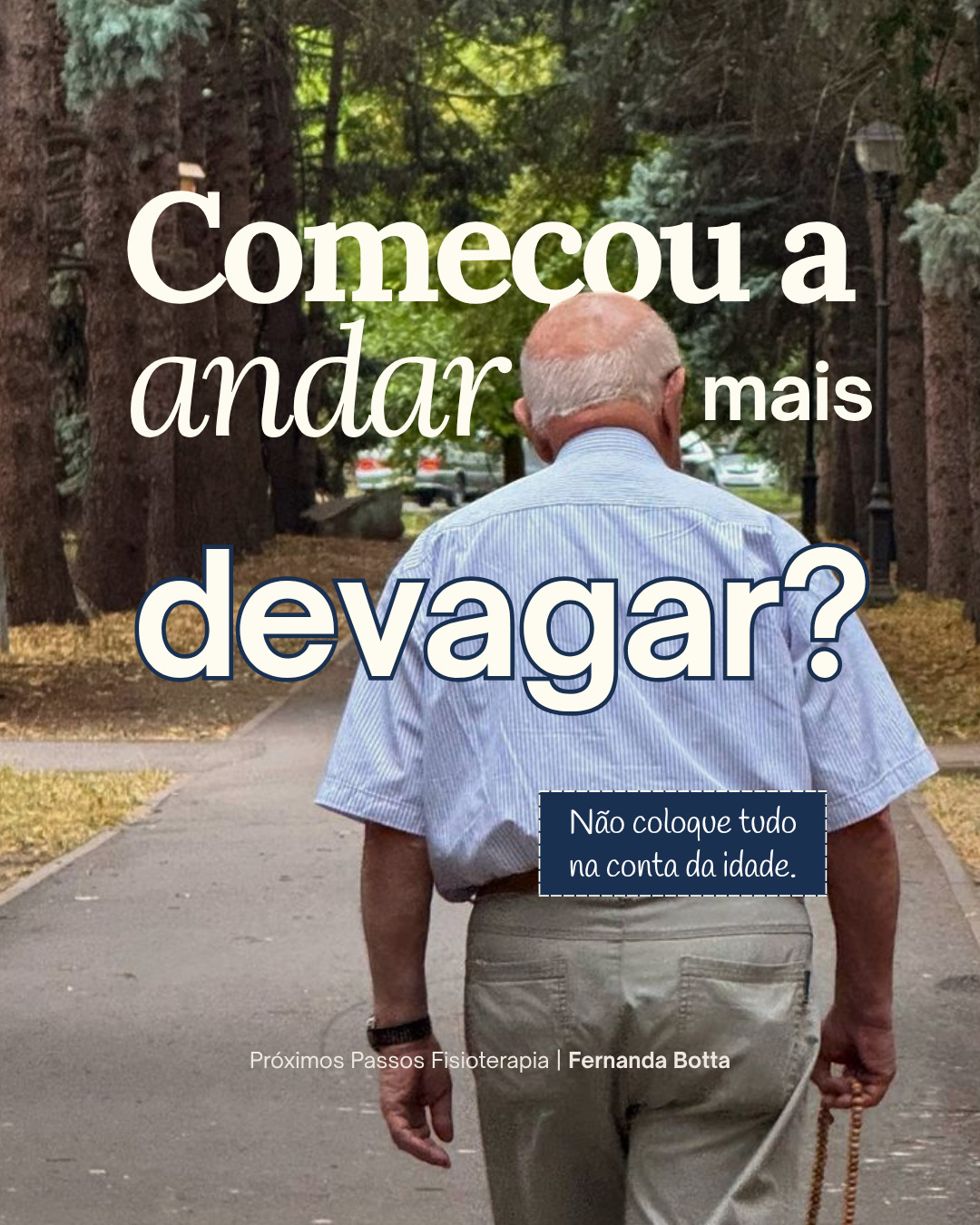 Nem toda mudança no movimento é uma consequência natural da idade. Se caminhar, levantar ou manter o equilíbrio passou a limitar a sua rotina ou a de alguém próximo, entre em contato para agendar uma avaliação fisioterapêutica.