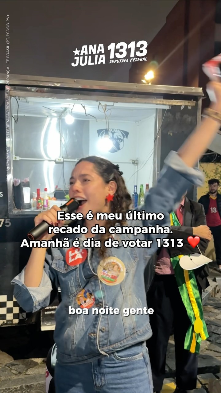 A NOSSA CAMPANHA FOI LINDA! ❤️
Antes de mais nada, eu quero agradecer, do fundo do meu coração, a cada um e cada uma de vocês. Pelas ruas, pelas conversas, pelas bandeiras levantadas e por toda essa força incansável. Nossa campanha foi incrível demais porque foi feita a muitas mãos. Sem vocês, nada disso seria possível!
Agora, falta o último passo: garantir que todo mundo saiba votar certinho e sem erro no domingo. Já baixa o e-título e separa o documento com foto.
Salva a nossa colinha:
⭐️ Deputada Federal: Ana Júlia 1313
⭐️ Senado: Gleisi 131 e Dr. Rosinha 132
⭐️ Governador: Requião Filho 12
⭐️ Presidente: Lula 13
BORAAAAA, é tempo de Ana Julia no congresso nacional!