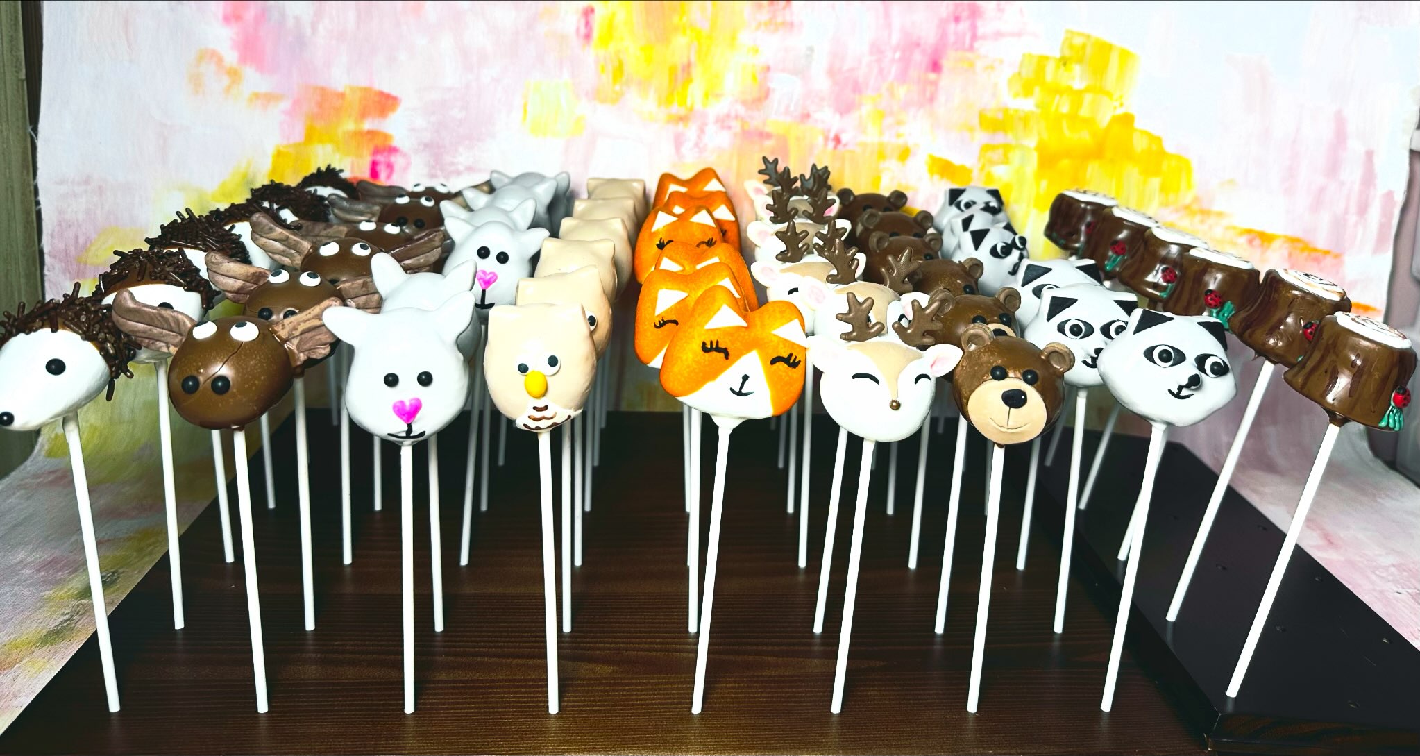 Woodland animal cake pops for a sweet baby shower.
Thanks Eryn for your order.
