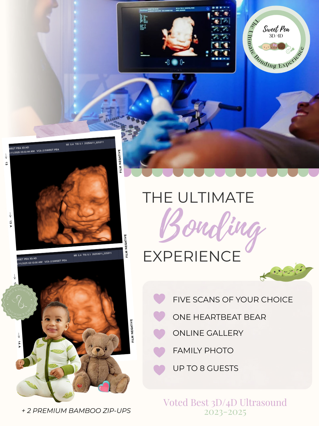 The Ultimate Bonding Experience at Sweet Pea 3D/4D Ultrasound is designed to make your ultrasound more than an appointment; it’s a chance to slow down, connect with your baby, and create memories together.
✨ 5 ultrasound sessions of your choice
✨ 2D, 3D, 4D, 5D & HD imaging
✨ 1 complimentary 8K image
✨ HeartBeat Bear
✨ 2 Pearls & Pelicans bamboo zip-ups
✨ Premium prints at every session
✨ Family photos + pregnancy progress photos
✨ Online gallery with photos & videos from every visit
✨ Up to 8 guests welcome
📍 Metairie, Louisiana | Serving New Orleans families
Ready to make memories throughout your pregnancy? Book your Ultimate Bonding Experience today. 💕
#3D4DUltrasound #UltrasoundExperience #NewOrleansMoms