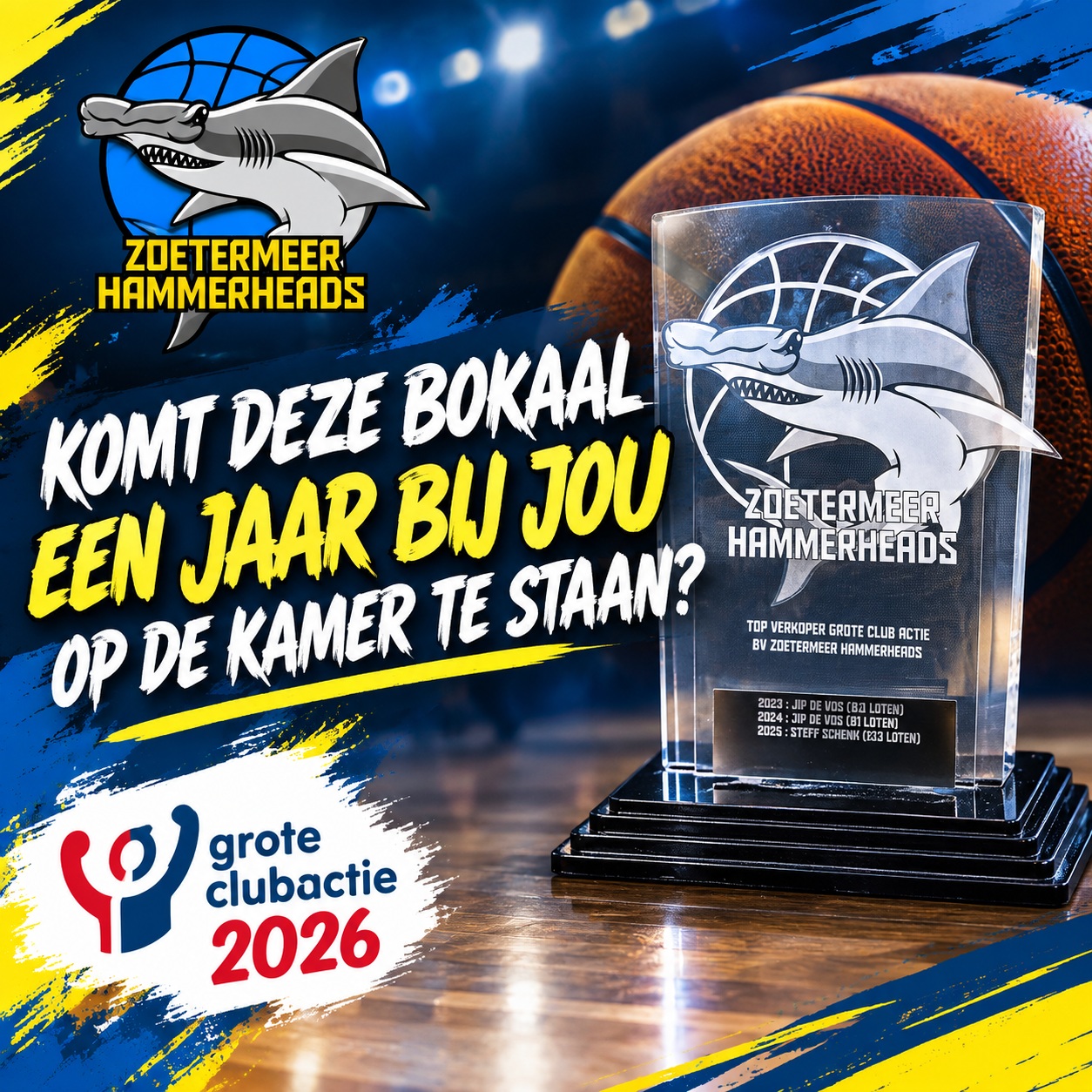 We gaan goed! We hebben nog maar 200 loten te verkopen en we hebben ons doel bereikt! Word jij onze nummer 1 verkoper? Dan krijg je naast de wisselbokaal ook een basketbal met clublogo en je naam erop! Je kan verkopen tot 27 oktober! #123hammertime #casibussolutions #teamhammerheads #zoetermeer