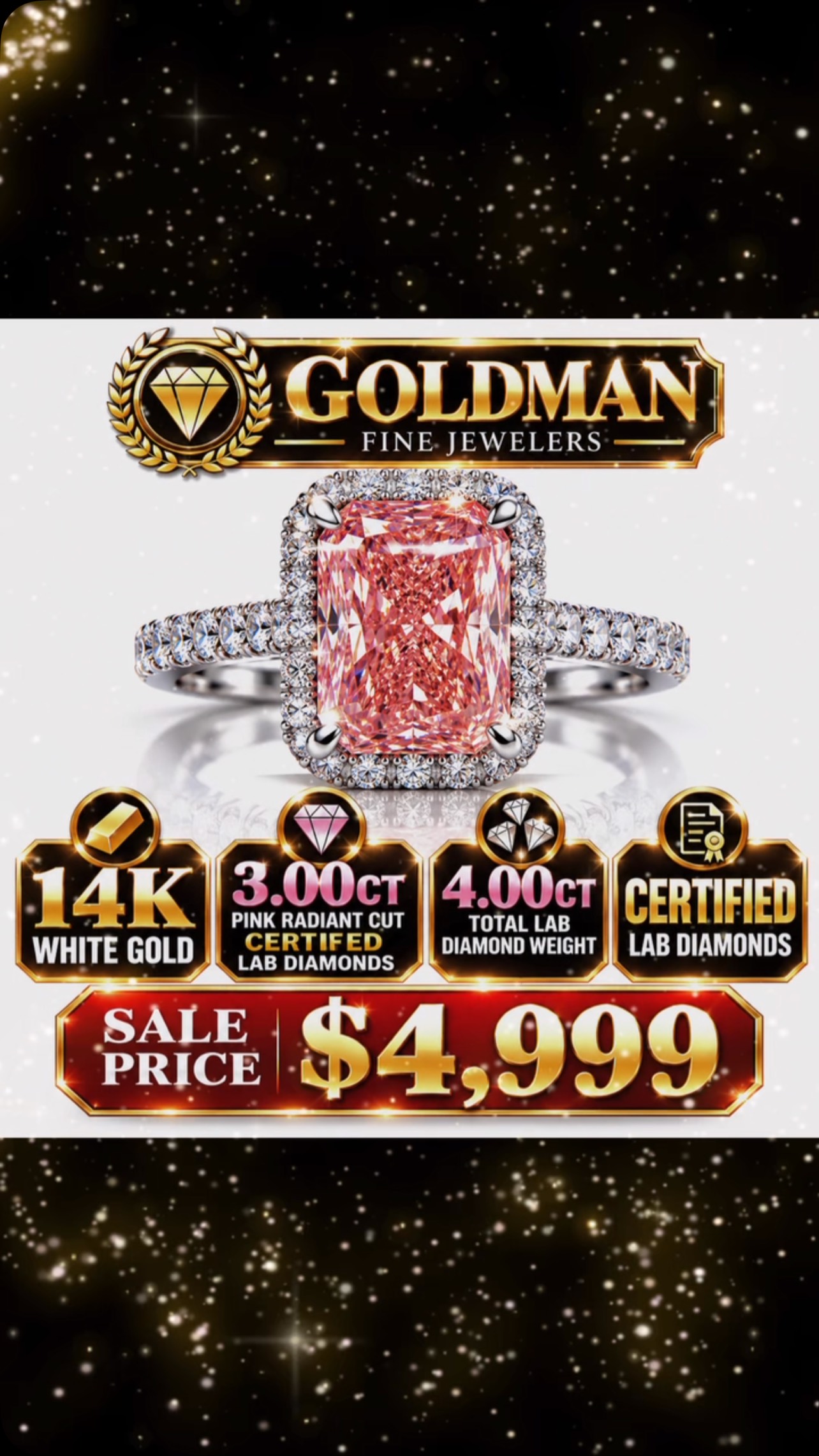 💎 PINK DIAMOND-LOOKING BEAUTY — NOW $4,999! 💎
Turn heads with this stunning 14K White Gold ring featuring a 3.00ct Pink Radiant-Cut Certified Lab Diamond with a 4.00ct total lab diamond weight. 🔥💍
✨ Certified Lab Diamonds
✨ 3.00ct Pink Radiant Cut
✨ 4.00ct Total Lab Diamond Weight
✨ 14K White Gold
✨ SALE PRICE: $4,999
🔥 This is the kind of ring you have to see in person! Come check it out before it’s gone!
📍 Goldman Fine Jewelers
3315 Williams Blvd., Kenner, Louisiana
📞 504-469-1961
📲 DM us on any social media platform for more information or an invoice!
💳 90 DAYS SAME AS CASH
💳 12 MONTHS INTEREST-FREE FINANCING WITH APPROVED CREDIT
Don’t hesitate. Don’t be late. The deals are on NOW! 💎🔥
#GoldmanFineJewelers #KennerLouisiana #LabDiamonds #PinkDiamond #PinkLabDiamond RadiantCut LabDiamondRing EngagementRing DiamondRing 14KWhiteGold JewelryDeals LouisianaJeweler CustomJewelry DiamondDeals TikTokJewelry InstagramJewelry FacebookJewelry