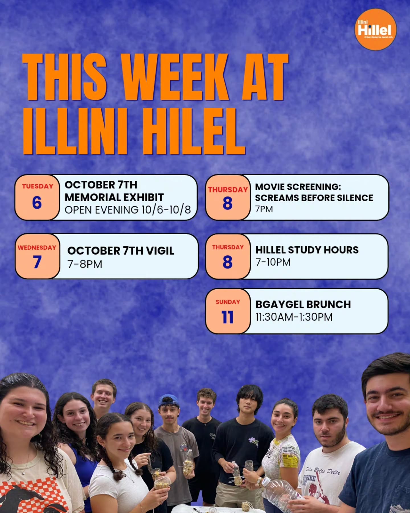 Swipe to see what's happening with Illini Hillel this week ➡️