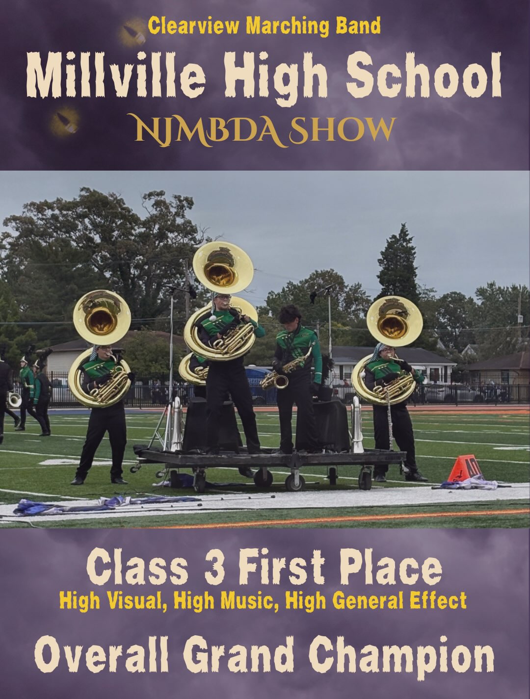 Congratulations to the Marching Band for their wonderful performance and high honors at the Millville High School @njmarching Show on Saturday. The band placed first in Class 3 and finished as the Overall Grand Champion with the highest score of the afternoon competition. Thank you to the @marchingthunderbolts for being fantastic hosts.
Special HUGE thank you to all of our amazing parents and transportation drivers for their help in dealing with the travel accommodations to and from Millville. We could not do it without all of your help!