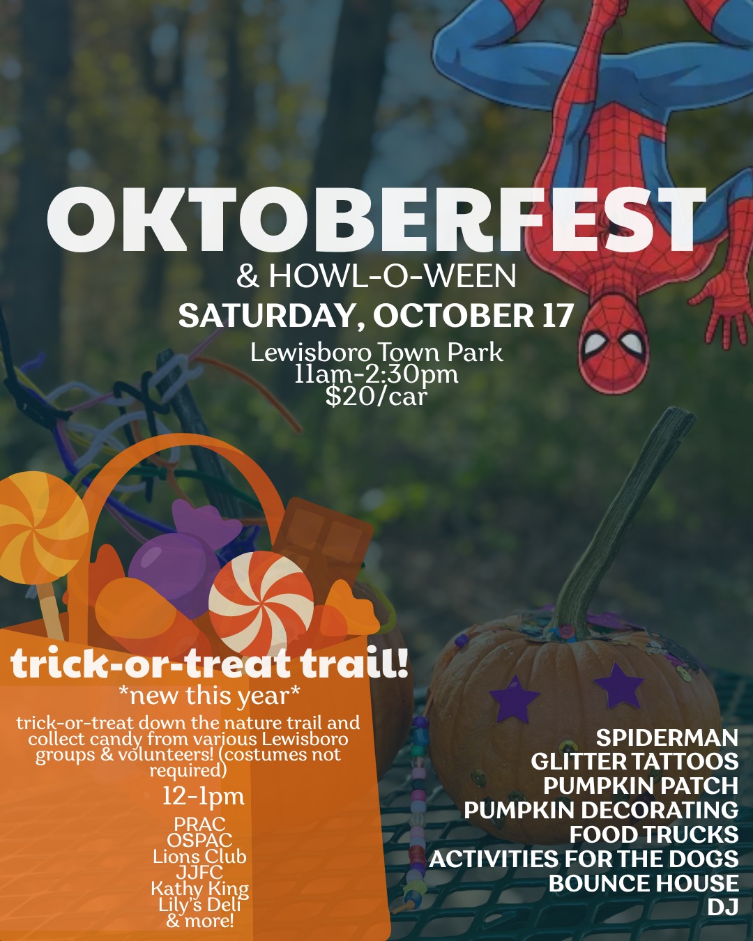 Oktoberfest countdown: 11 days.
New this year: Join us for a trick-or-treat trail from 12-1pm through the Nature Trail! Candy stations will be led by local businesses, community groups, & volunteers from Lewisboro. π