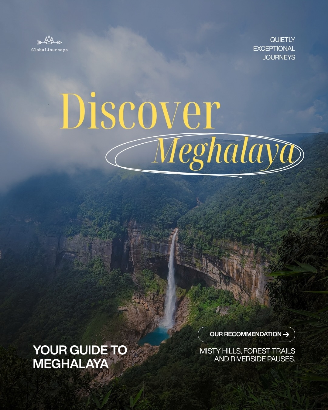 Some places make you want to take the longer way home. Meghalaya is one of them. 🌿
Lakeside pauses in Shillong, waterfalls in Cherrapunji, boat rides on the Umngot and leafy lanes in Mawlynnong—there’s plenty to discover, and every reason to take your time.
Save this guide for your next escape, and let us plan your journey through Meghalaya.
Quietly Exceptional Journeys.
#GlobalJourneyz #Meghalaya #DiscoverMeghalaya #NortheastIndia