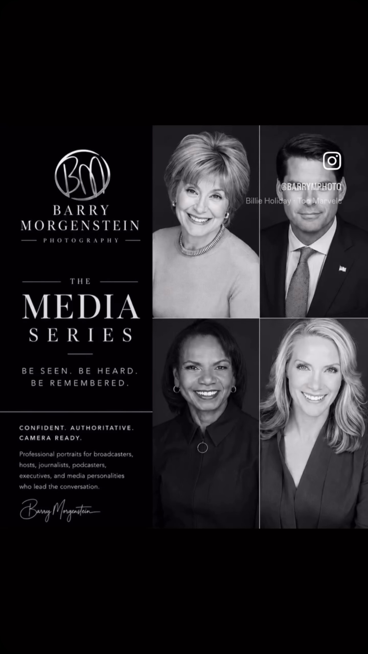 Barry Morgenstein photography:
Black Label series: Portraits that tell your story. Barrymorgenstein.com