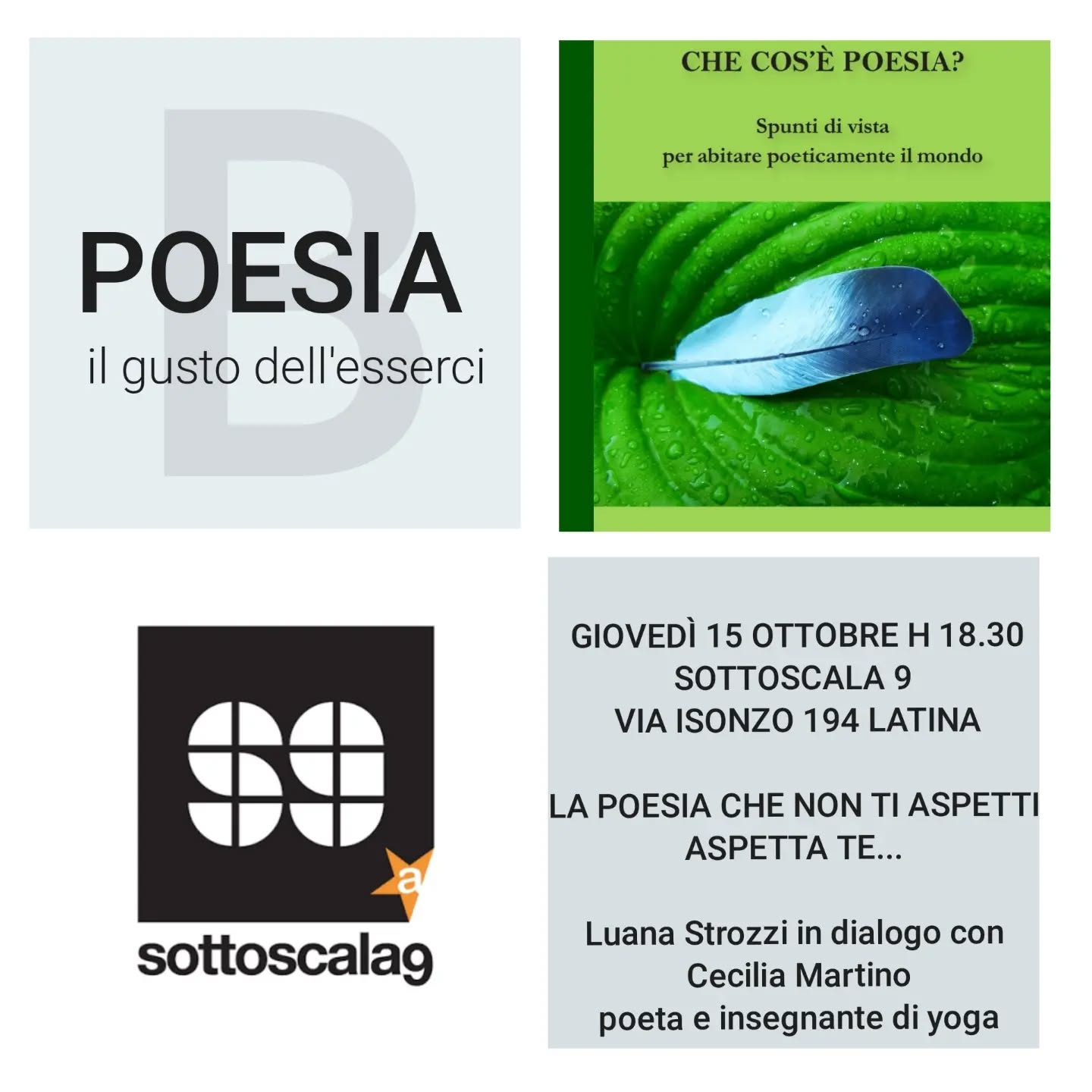 📗 🪶 Continua il viaggio del "libro verde" leggero come piuma, profondo come radici in cui l'autrice Cecilia Martino si fa portavoce del messaggio universale della Poesia non come genere letterario per pochi eletti, ma come destino dell'umanità.
Una via estetica di trasformazione e riabilitazione del "pensiero del cuore" che passa anche attraverso una modalità diversa di ascoltare brani poetici con letture in viva voce.
Il libro, pubblicato con Giuliano Ladolfi Editore @ladolfieditore a novembre 2025, ha vinto il primo premio come Miglior Saggio al Concorso di Letteratura Città di Grottamare FRANCO LOI edizione 2026 @pelasgo968
🗣️ Dialogherà con l'autrice Luana Strozzi del Circolo Arci Sottoscala 9, un'occasione per avventurarci insieme ai partecipanti in un viaggio tra silenzio e parole dove tutto ha un senso profondo da riscoprire accendendo la lanterna del nostro cuore poetico intuitivo e visionario che ci guida ... come lucciole nelle tenebre 🏮 🌟
📍 GIOVEDÌ 15 OTTOBRE H 18.30 presso Circolo Arci SOTTOSCALA 9 Via Isonzo 194 LATINA
Ingresso a sottoscrizione libera con Tessera Arci
#poesia #libridaleggere #poeticsouls #poetrygram #poesiaquetransforma