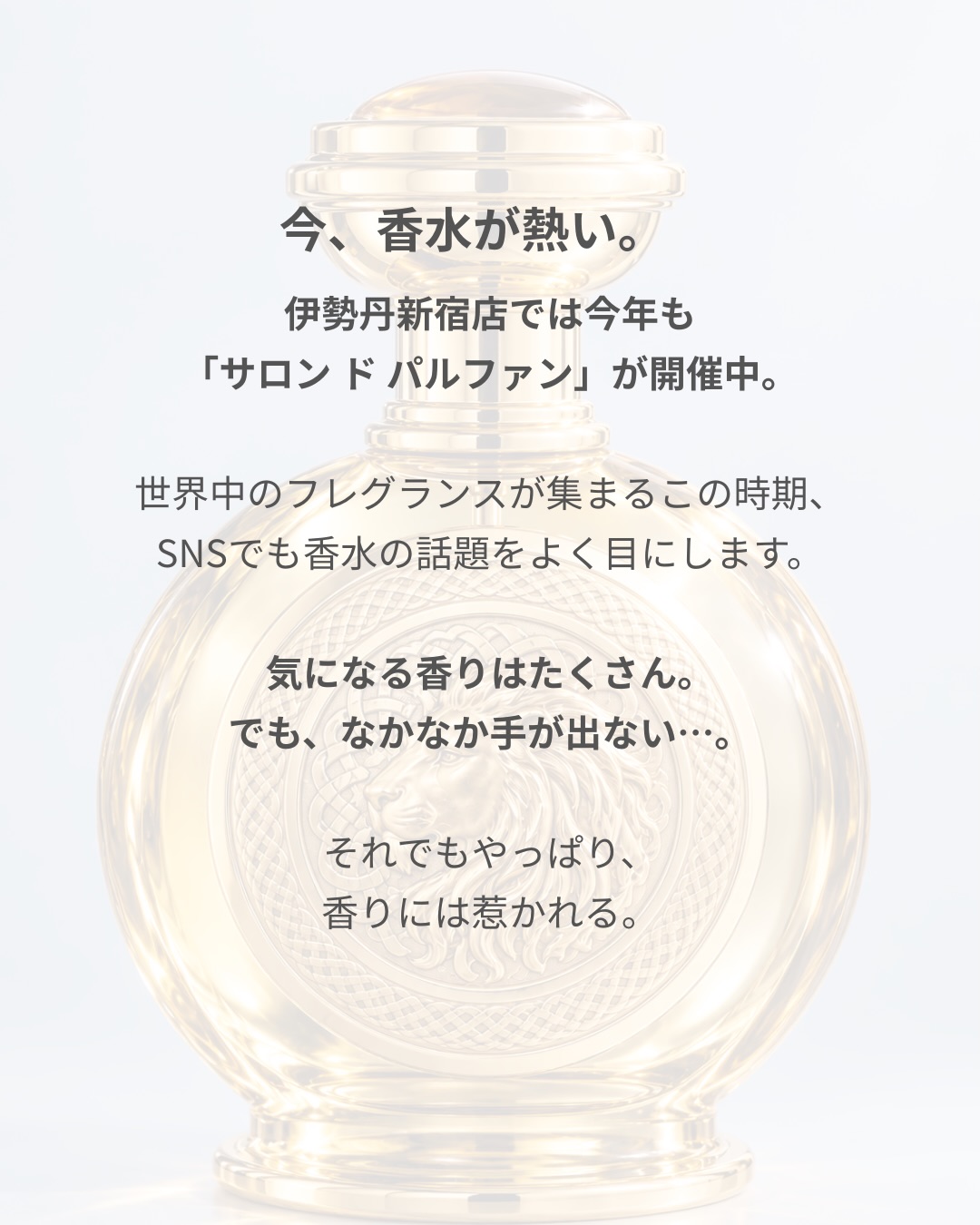 今、香水が熱い。
伊勢丹新宿店では「サロン ド パルファン」が開催され、SNSでもさまざまなフレグランスを目にするこの時期。
気になる香りはたくさんあるけれど、
ラグジュアリーフレグランスとなると、なかなか気軽には手が出ないもの。
今回は、英国発のフレグランスブランド
Boadicea the Victoriousから、
華やかさと落ち着きを併せ持つ
HANUMAN/ハヌマーン
華やかさの奥に重厚な深みを感じる
BLUE SAPPHIRE/ブルーサファイア
をご紹介しました。
好きな香水があるなら、
その香りのどこに惹かれるのかを探してみるのも、香水の楽しみ方のひとつ。
シトラスの爽やかさ?
華やかなフローラル?
ウッディやアンバーの深み?
Eucalyblue aroma.tの香水づくりでは、
たくさんの香りを実際に試しながら、
好きな香水をヒントに、自分好みの香りを組み立てることもできます。
憧れの香りをそのまま再現するのではなく、
「好き」を集めて、自分だけの香水へ。
秋の3連休もご予約受付中です。
お友達同士、カップル、ご家族など、グループでのご参加もぜひ。
#香水作り
#オリジナル香水
#香水好き
#東京体験
#秋の3連休