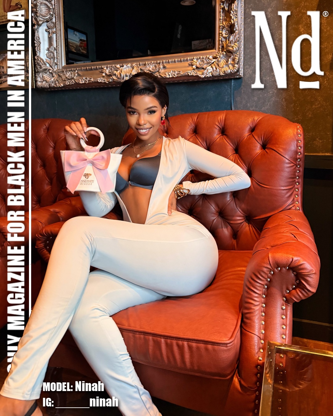 #WhiteWednesday Ninah is serving up body and confidence in a daring ivory-white jumpsuit with a dramatic cutout that reveals a contrasting gray bra. The body-hugging fit accentuates her snatched waist and ample curves, while her short, sleek hairstyle, warm brown skin, gold jewelry and radiant smile bring plenty of polish. Finished with pointed heels and a playful bow-trimmed handbag, Ninah turns a lounge setting into her own personal runway.
Model: Ninah
IG: @_____ninah
#NdFashion
Nd® is a registered trademark of Negro Digest Magazine Limited Liability Company | The Only Magazine for Black Men | http://NegroDigest.com.