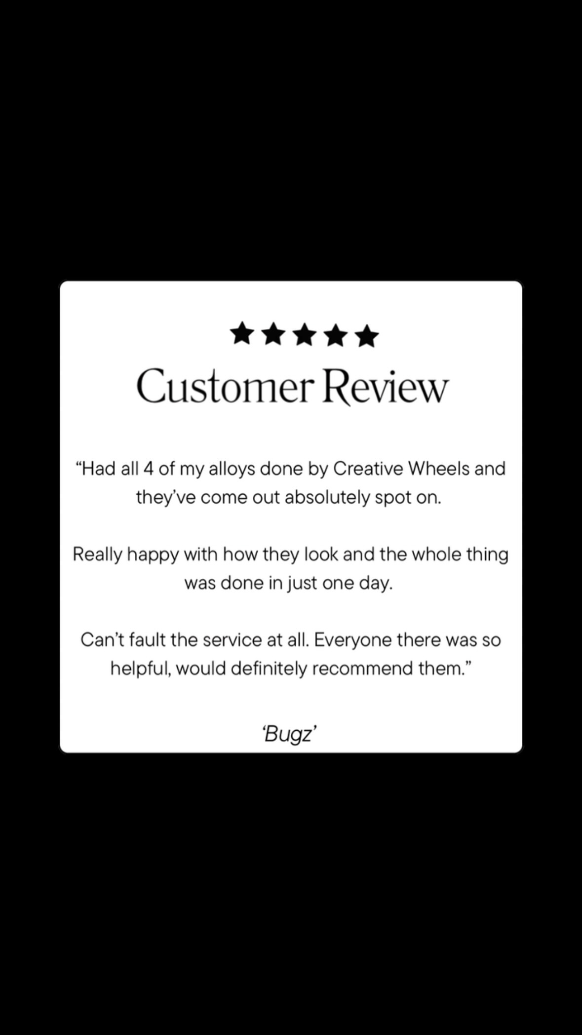 Our most recent review on Google ⭐️⭐️⭐️⭐️⭐️
We pride ourselves on a quick, high quality service 🛠️
.
.
.
.
.
#southwoodford #london #woodford #buckhursthill #alloywheelrefurbishment