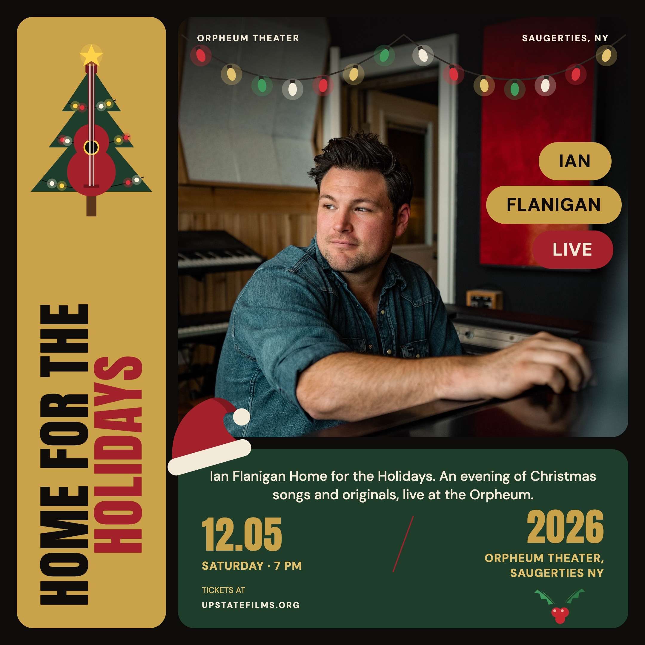 Saugerties NY! I’m coming home 12/05 this December to the Orpheum theatre for a hometown Christmas show with @upstate_films
Tickets on sale now. Link in bio ☮️♥️