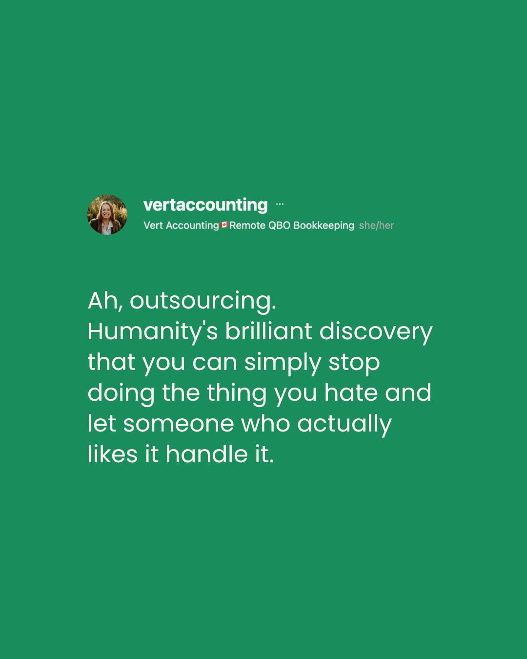 Somewhere along the way, “running a business” became “doing absolutely everything yourself.” 😅
Bookkeeping doesn't have to be one of those things.
#vertaccounting #squamishbookkeeper #bookkeepercanada #bookkeepingcanada #outsourcedbookkeeping #virtualbookkeeping #smallbusinesscanada #servicebasedbusiness #canadianbusinessowner #businessownerscanada