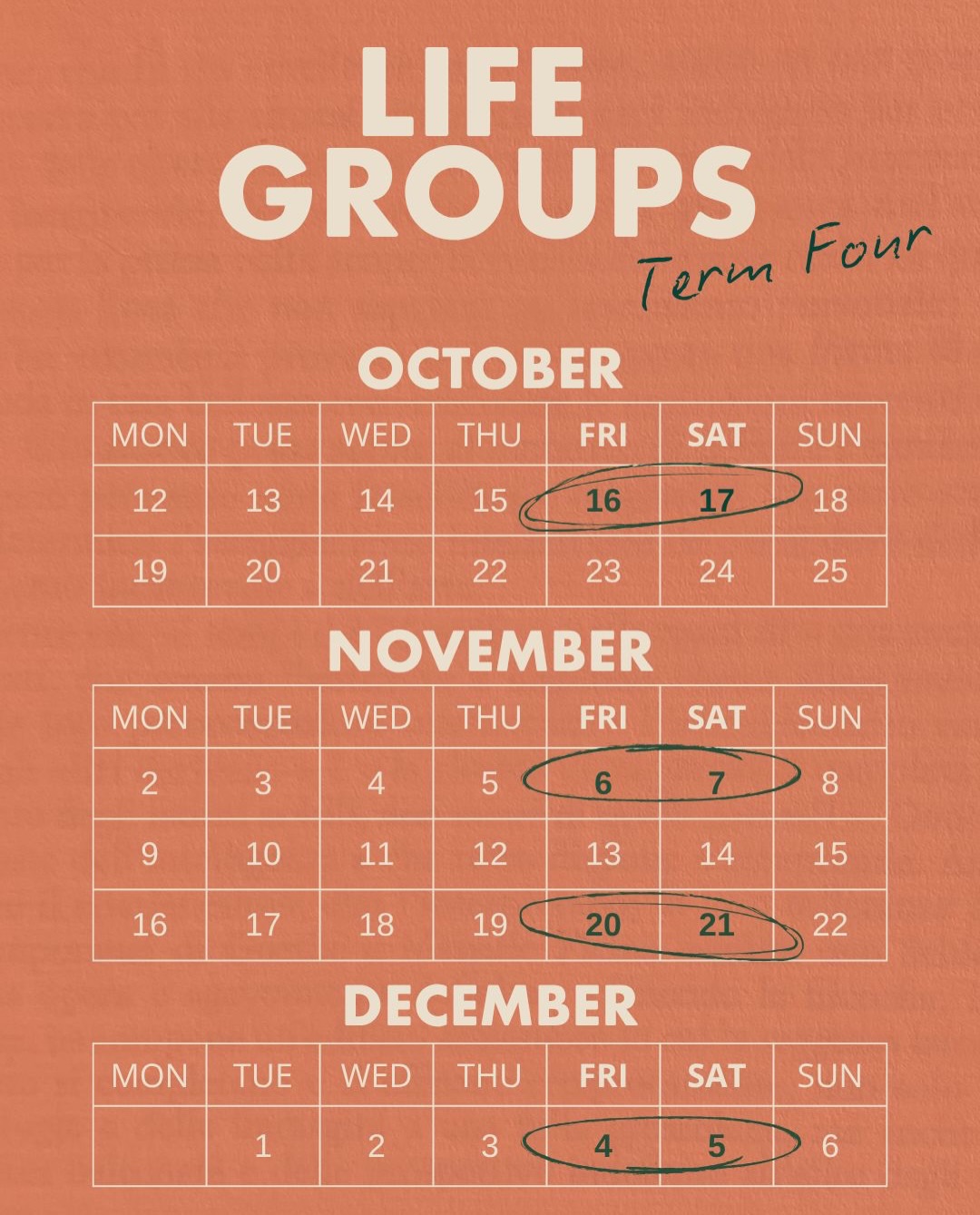 Life Groups are on— and you matter more than you think. You don’t have to have it all together. Just show up.
We’re better when we do life together 🤍
“Let us not give up meeting together… but encourage one another.” — Hebrews 10:24–25