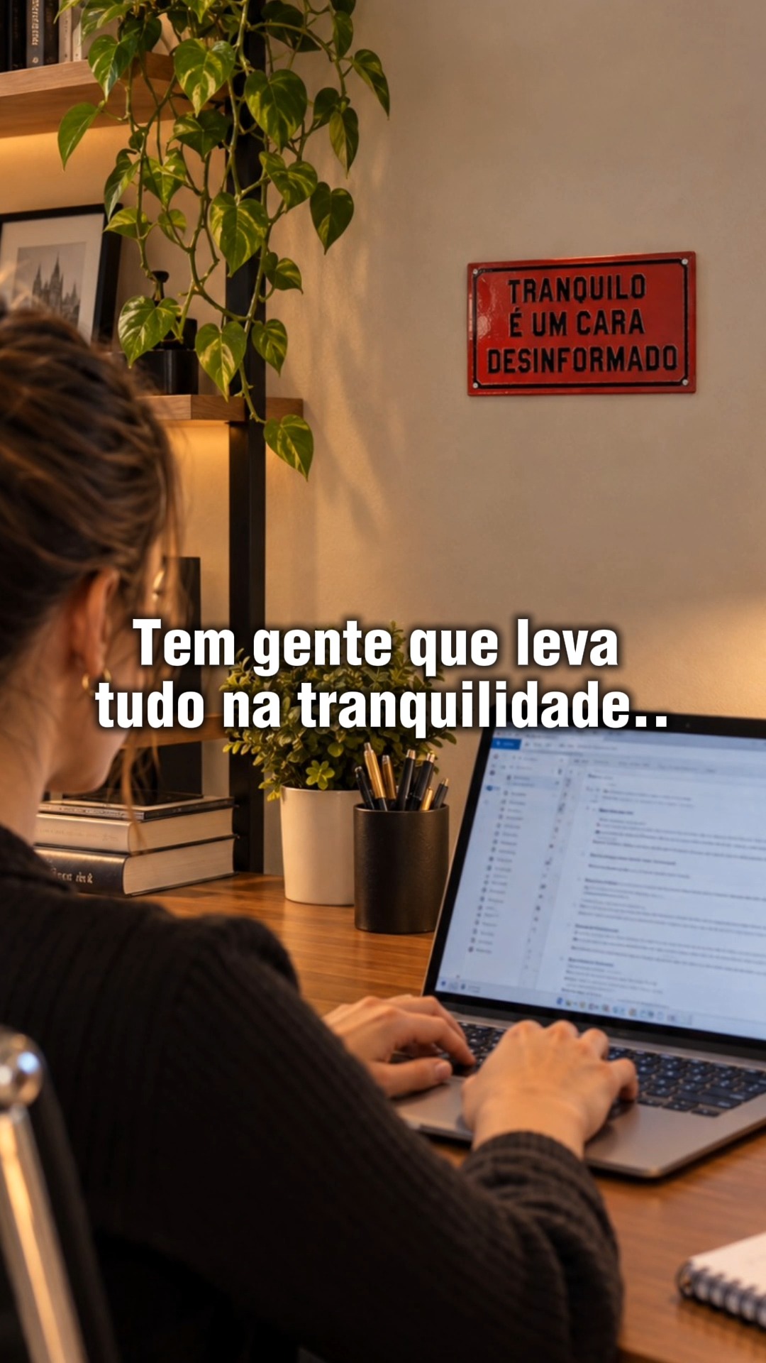 Tem gente que leva tudo na tranquilidade… e tem gente que prefere estar bem informado. 😂
No fim das contas, informação nunca é demais.
“Tranquilo é um cara desinformado.”
Uma frase para quem sabe que, às vezes, saber das coisas tira um pouco da paz… mas pelo menos evita surpresas. 😅
#FrasesCriativas #BomHumor #DecoraçãoCriativa #PlacasDecorativas #FrasesQueMarcam #HomeOffice #DecoraçãoComPersonalidade