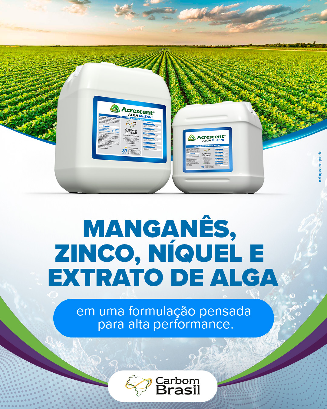 A combinação de componentes em uma formulação precisa ter propósito agronômico e posicionamento coerente dentro do manejo. Acrescent Alga MnZnNi é um fertilizante mineral misto à base de extratos vegetais e da alga Kappaphycus, enriquecido com Manganês, Zinco e Níquel. A tecnologia amplia as possibilidades para estratégias que buscam integrar nutrientes e extratos de origem vegetal ao manejo das culturas, respeitando as necessidades de cada sistema produtivo. 🌊🌱🧪
Converse com um consultor Carbom Brasil e entenda como posicionar o Acrescent Alga MnZnNi na sua estratégia agronômica.
#CarbomBrasil #AcrescentAlgaZnNi #NutriçãoVegetal #TecnologiaAgrícola #AltaPerformance
