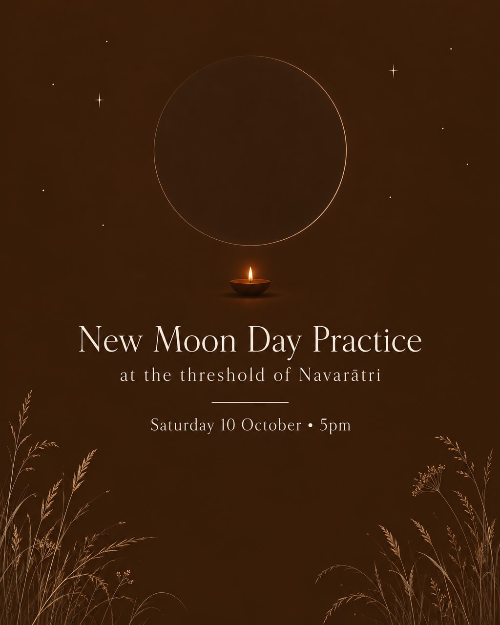 There is a darkness that isnโt an absence. It is the place from which things begin. ๐
This Saturday we gather at 5pm for our second Moon Day Practice, and this one falls at a particularly beautiful threshold.
We meet at the New Moon โ Amฤvasyฤ โ as one lunar cycle disappears into darkness and another begins.
And the following day marks the beginning of ลฤradฤซya Navarฤtri: nine nights devoted to the Goddess, to Durga, and to the many expressions of ลakti.
So this wonโt be a New Moon practice about immediately deciding what we want to manifest next.
Weโll begin somewhere quieter.
In Jyotiแนฃa, this New Moon falls in Kanyฤ โ Virgo โ in Hasta nakแนฃatra. Hasta means โthe handโ: that which holds, tends, creates and releases.
What are we holding?
What needs tending?
What might we finally be ready to put down?
And what becomes possible when our hands are empty enough to receive?
As darkness falls outside, weโll move slowly through ฤsana, breath, mudrฤ, mantra and meditation before settling into deep rest.
A practice for emptying before beginning.
For becoming quiet enough to listen.
And, on the eve of Navarฤtri, for turning towards ลakti โ the creative power that moves through all things.
๐ New Moon Day Practice
Saturday 10 October โข 5pm
Temple of Yoga โข Banbury
Included in your usual class packs. Book in the usual place.
Nothing to prepare. Come as you are. ๐ค
#TempleOfYoga #MoonDayPractice #Navaratri #YogaBanbury #Jyotish