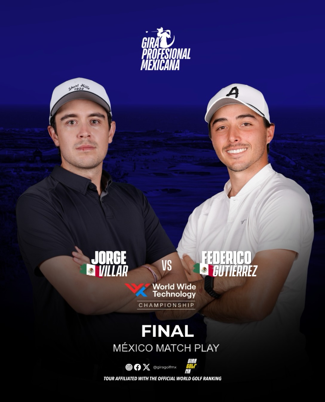 🔥⛳️ Todo se define en un último duelo.
Después de superar un cuadro de 16 jugadores y avanzar en un formato de eliminación directa, Jorge Villar y Federico Gutiérrez se enfrentarán en la gran final del México Match Play en El Cardonal, en Diamante Los Cabos.
En juego no está solamente el título: el campeón obtendrá una exención para disputar el World Wide Technology Championship 2026, evento oficial del PGA TOUR que se celebrará del 2 al 8 de noviembre.
🇲🇽 Villar vs. Gutiérrez. Un match. Un boleto al PGA TOUR.
Desde la Gira Profesional Mexicana, estaremos atentos a una final con mucho en juego.
#GiraGolfMX #GPM #MexicoMatchPlay #WWTChampionship #GolfMexicano