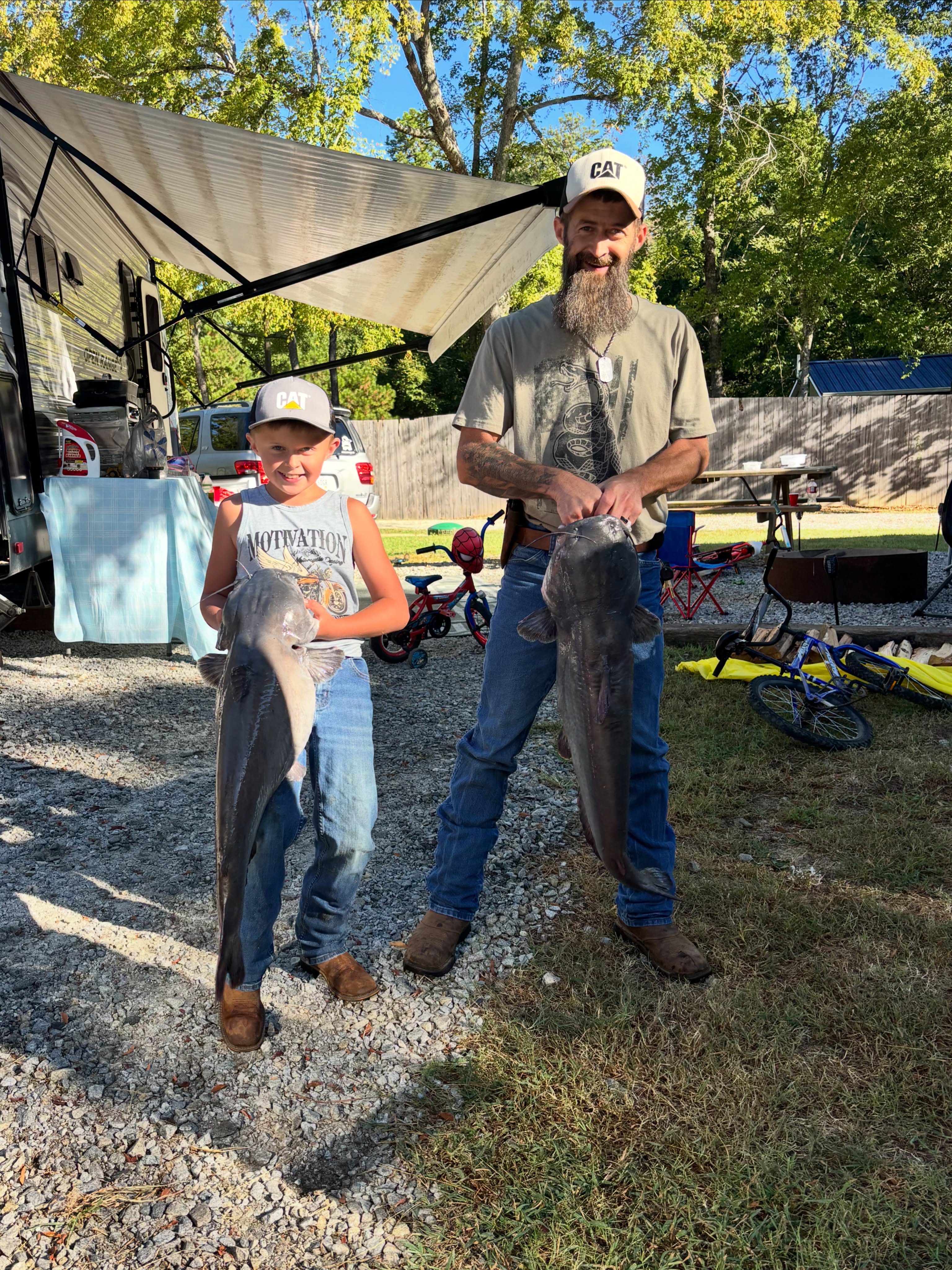 “Can you fish off the dock?”
YOU SURE CAN!
Check out what some of our guests caught the other week!
Any guesses how much these two weighed?!