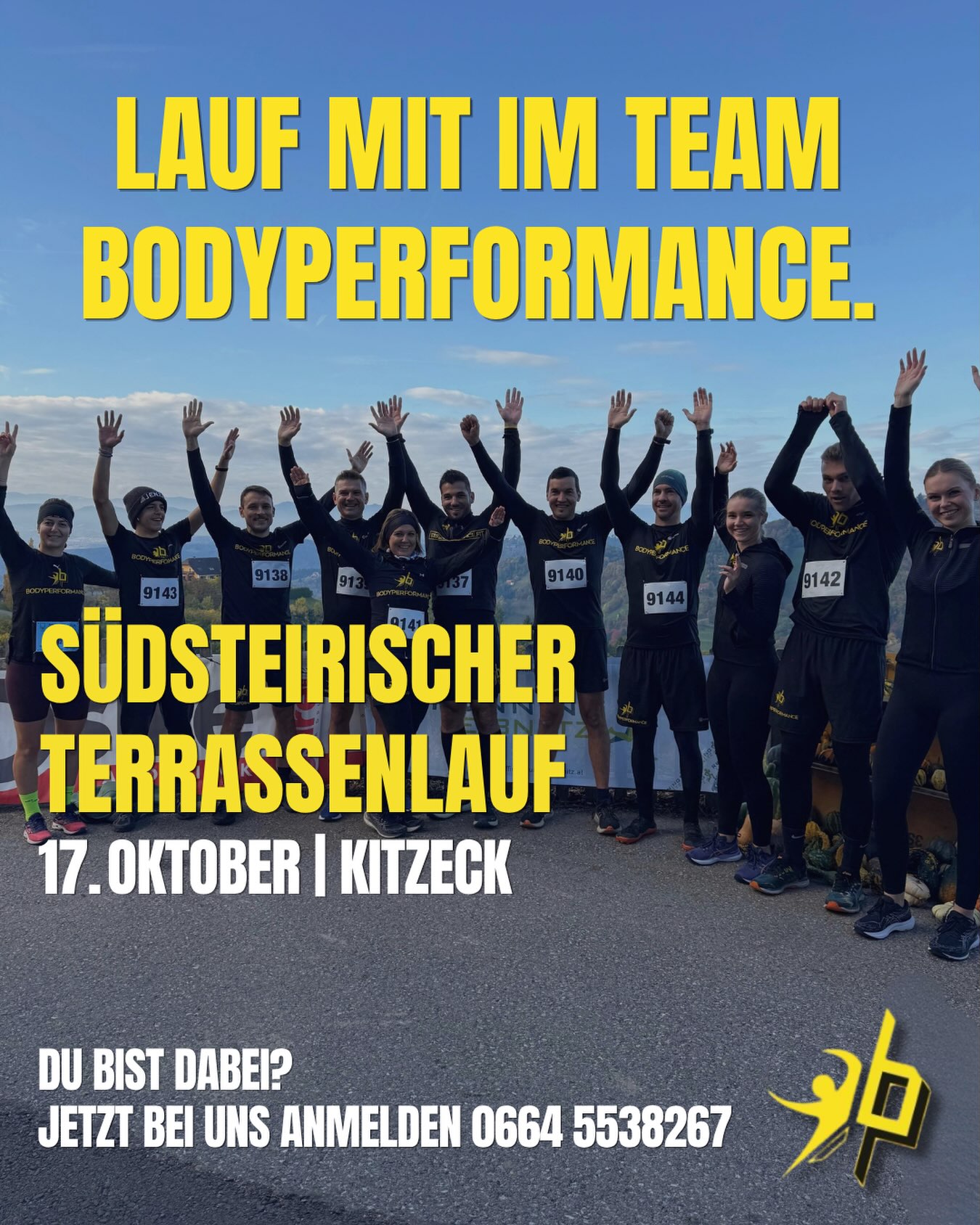 Wir möchten auch heuer wieder mit einem starken Team an den Start gehen und freuen uns über jeden, der mit uns mitläuft!💪
📅 Samstag, 17. Oktober 2026
📍 Kitzeck im Sausal
🏃 5,64 km | ca. 70 Höhenmeter
⏰ Start: 11 Uhr
Du bist dabei? Dann melde dich bei uns im Studio oder unter 0664 5538267 an! 🙌
Gemeinsam durch die Weinberge – Team Bodyperformance! 💛
#bodyperformance #bodyperformancestudio #bodyperformanceleibnitz #xundmacher #diexundmacher