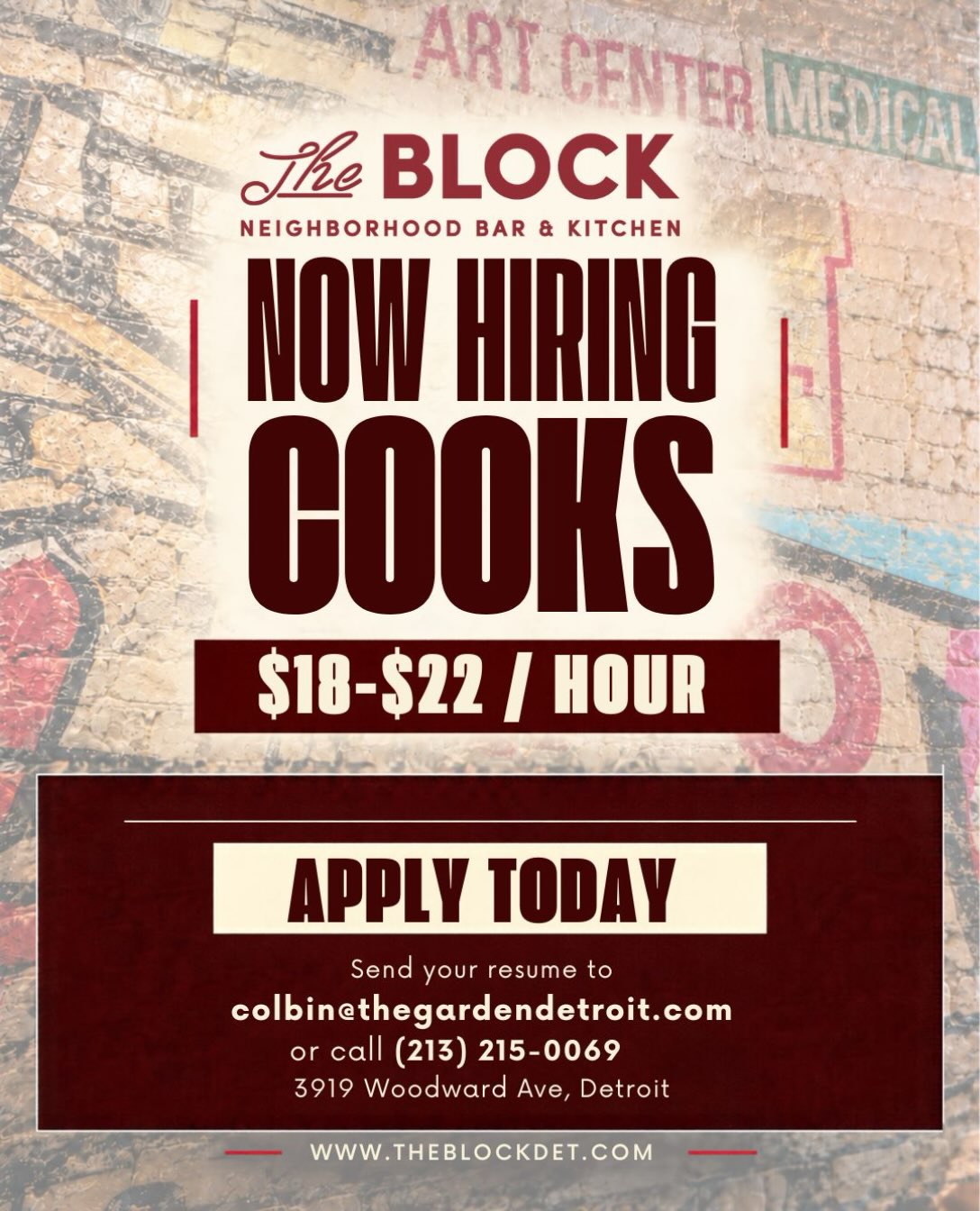 🔥 NOW HIRING COOKS 🔥
Bring your skills to The Block! We’re looking for reliable cooks who take pride in every plate and thrive in a busy kitchen.
💵 $18–$22 per hour
📍 Midtown Detroit
Ready to join the crew? DM us for details on how to apply.
Know someone who would be a great fit? Tag them below! 👇
#detroitfoodie #detroitcook #nowhiringdetroit #detroitjobs #detroitrestaurant