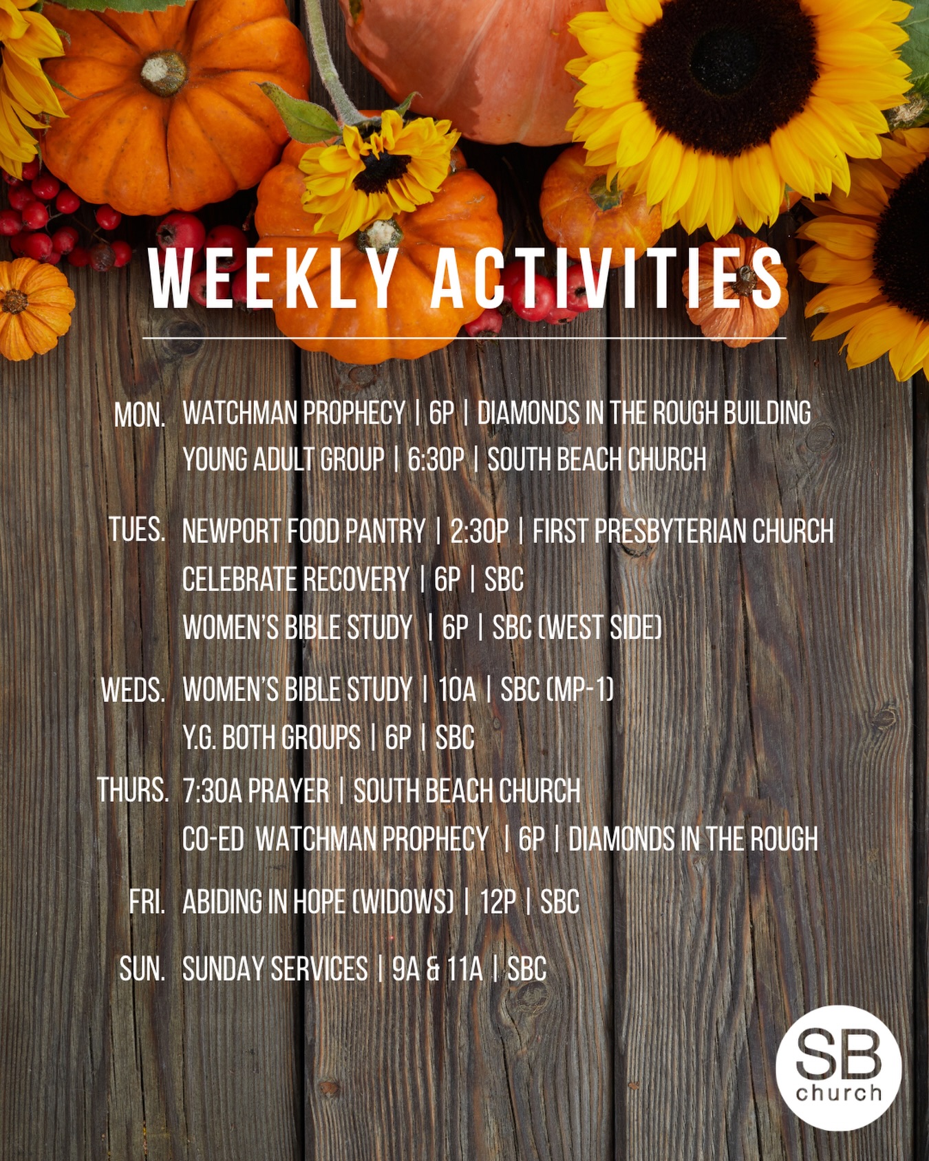 It’s MONDAY! Which means we have the weekly schedule for you and lots of things to be a part of. Get in where you fit in! Seek Jesus, get in the Word, find a life group and walk in Spirit. Have a wonderful week. Love you all! ❤️🙏🏻