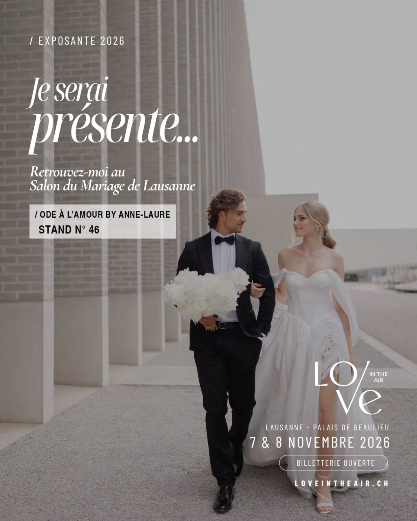 | L O V E • i n • t h e • a i r |
Hâte de partager encore une belle édition du Salon du mariage de Lausanne L O V E les 7 et 8 novembre ✨️
#love #wedding2027 #mariagesuisse #weddingplanner #weddingdesigner
@salondumariagesuisse
@flore.et.sens.1870