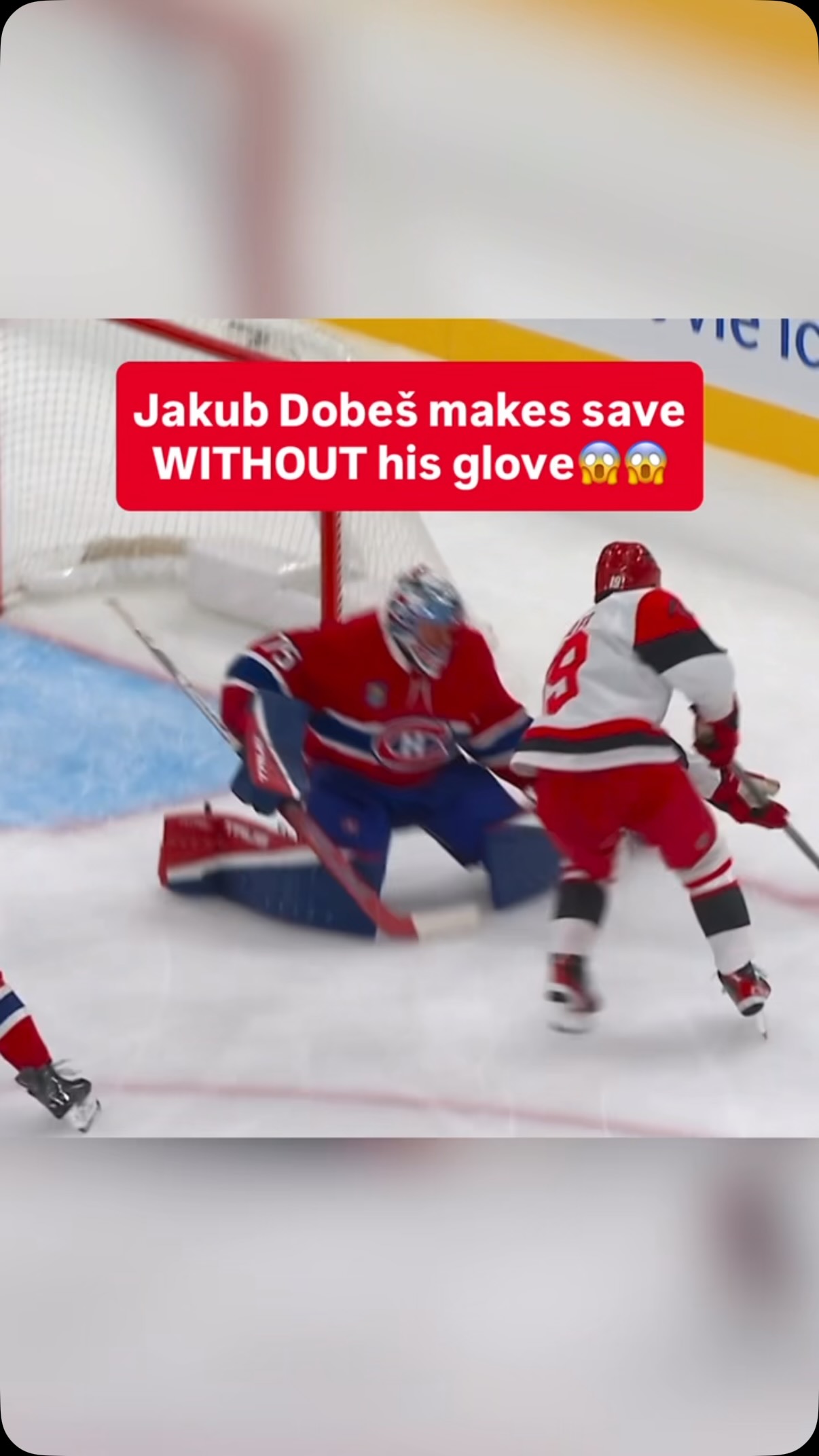 Client Jakub Dobes went ALL OUT to keep the puck out of the net, even after his glove fell off 😱
