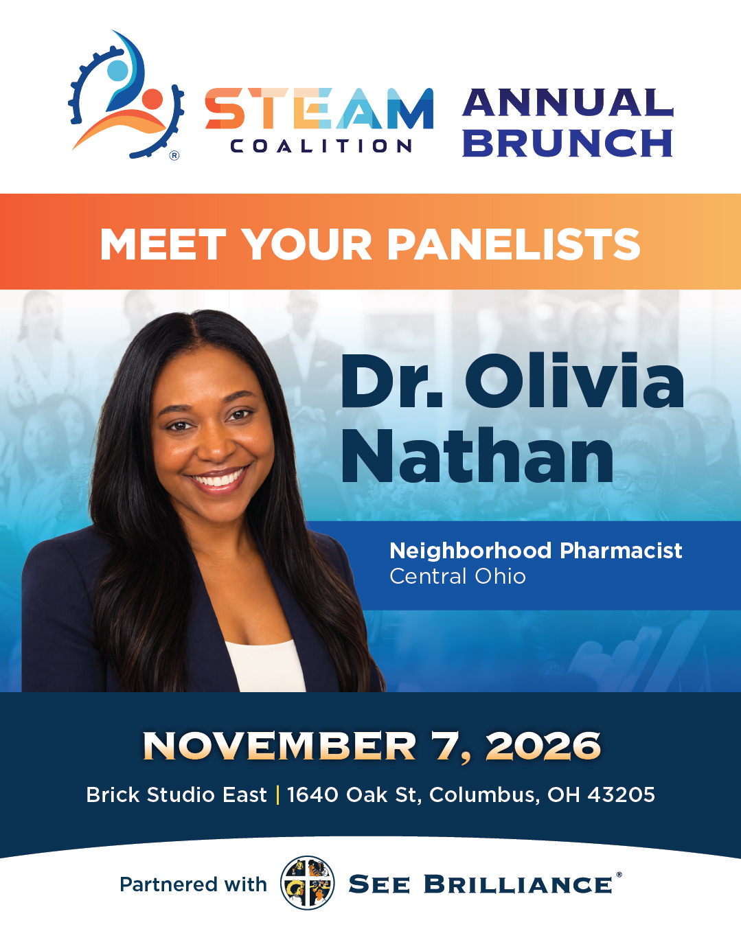The room is set. Now meet the voices filling it.
On November 7, the 3rd Annual STEAM Coalition Brunch brings five changemakers to the stage, one for every letter of STEAM: Dr. Olivia Nathan, Michael Nicholson, Dr. Jameka Wiggins, Malcolm Marshall, and Kyra Jones.
You’ll get real stories, honest conversation, and ideas you can take back to your classroom, business, or community. Plus brunch, music, and hands-on STEAM experiences.
📅 Saturday, November 7 | 11:30 AM–2:30 PM
📍 Brick Studio East, Columbus | 21+
Tickets are at the link in bio. Every seat supports Columbus youth.
Which letter of STEAM are you most excited to hear from? Tell us below.
#SeeBrilliance #ColumbusOhio #AsSeenInColumbus #Cbus #STEAM