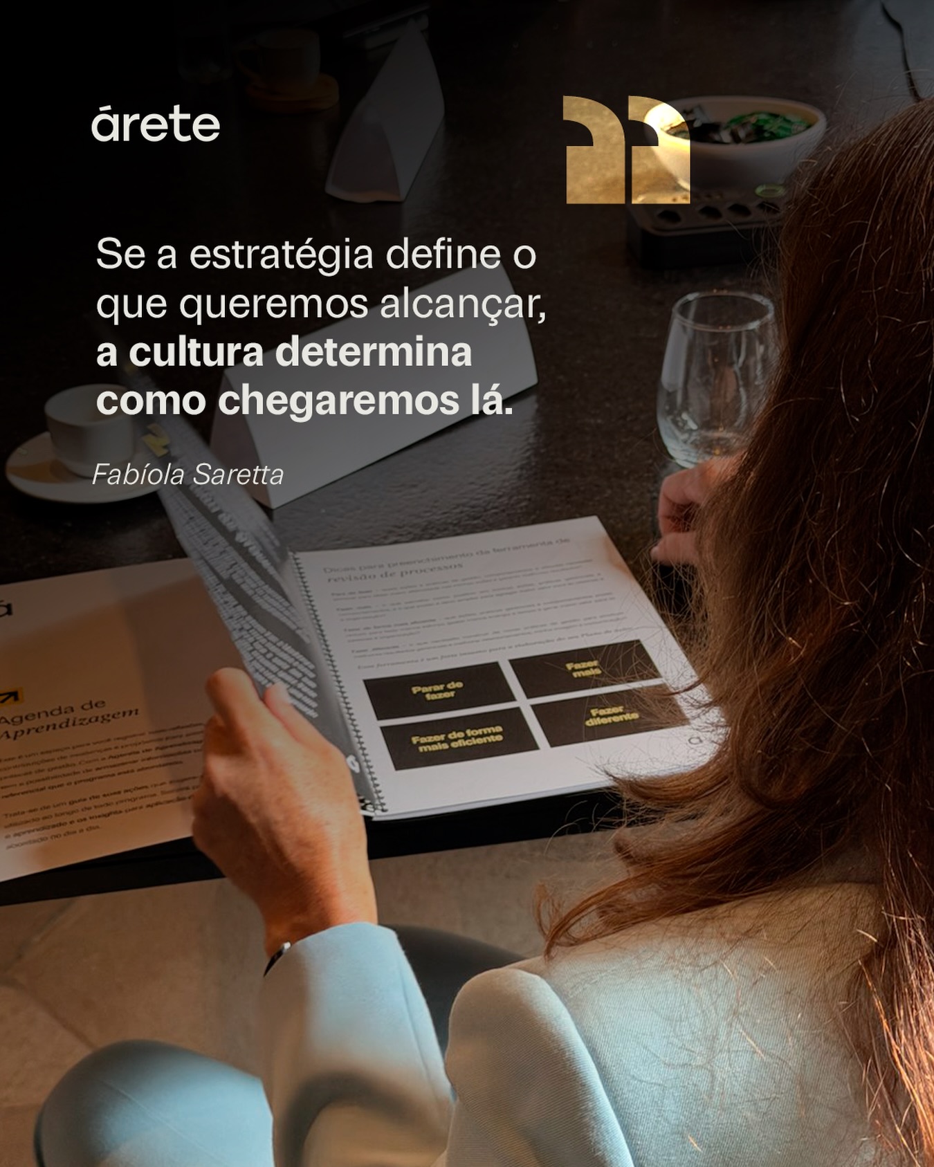 Se a estratégia define o que queremos alcançar, a cultura determina como chegaremos lá.
É com essa provocação da Fabíola Saretta, fundadora da Árete, que abrimos nosso novo guia: Cultura que Executa e Gera Resultados.
O material reúne reflexões, frameworks e exemplos de organizações que transformaram cultura em vantagem competitiva, e traz também o Método Árete | Cultura que Executa®, desenvolvido para apoiar empresas que querem sair do discurso e chegar à prática.
Já está disponível gratuitamente. Baixe no link da bio.
Árete Escola de Negócios
A comunidade de líderes e legados do Brasil.
#liderança #cultura #estratégia #gestão #rh