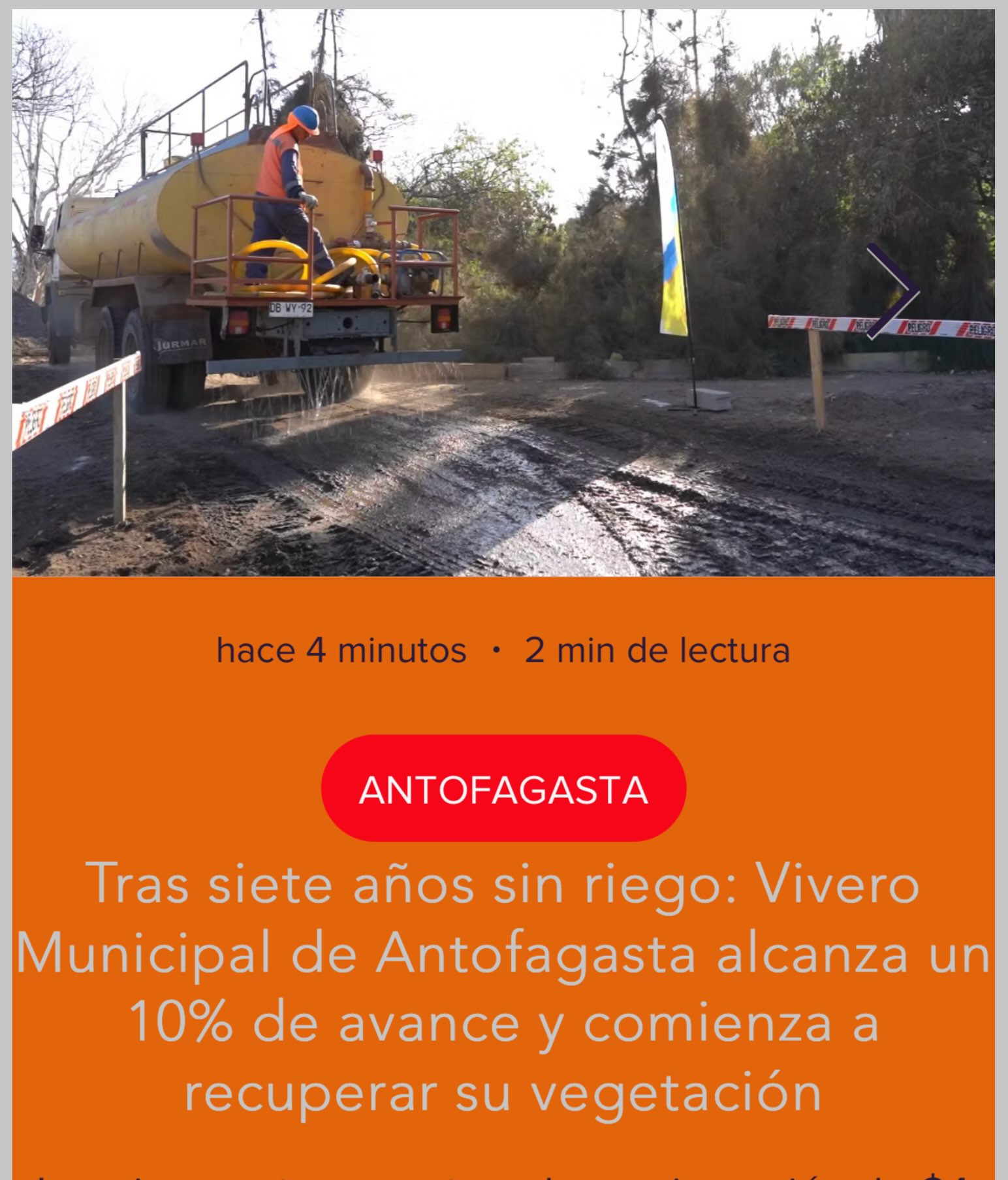 #Antofagasta | Tras siete años sin riego: Vivero Municipal de Antofagasta alcanza un 10% de avance y comienza a recuperar su vegetación
La primera etapa contempla una inversión de $4 mil millones y obras de infraestructura. Además, los trabajos de poda, nutrición y riego ya permiten que los árboles del recinto comiencen a brotar nuevamente.
Más detalles en las historias o en:
www.antofagastaonline.cl