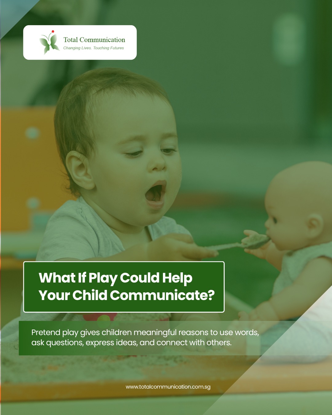 What if play could help your child find more reasons to communicate? 👀
Pretend play gives children natural opportunities to use words, ask questions, express ideas, solve problems, and interact with others.
The biggest takeaway?
Play can build more than words.
Through meaningful play, children can practise communication, thinking, emotional understanding, turn-taking, and social skills in a natural way. 💚
If you'd like to explore how play-based support could help your child's communication, we'd love to connect.
📞 +65 9115 8895
🌐 www.totalcommunication.com.sg
#SpeechTherapy #LanguageDevelopment #ChildDevelopment