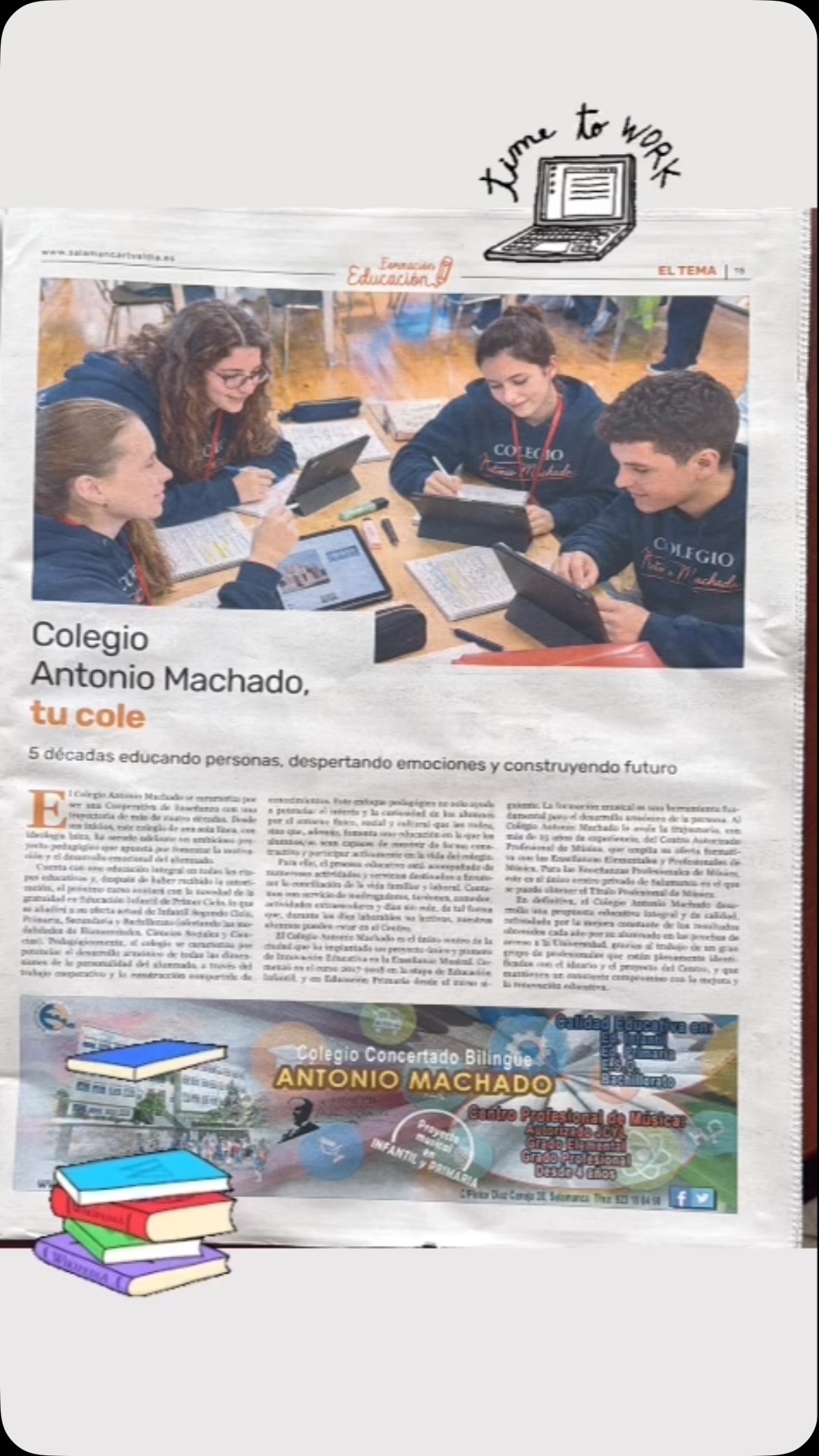 Hoy, nuestro Colegio sale en el periódico. #salamanca #yosoydelmachado