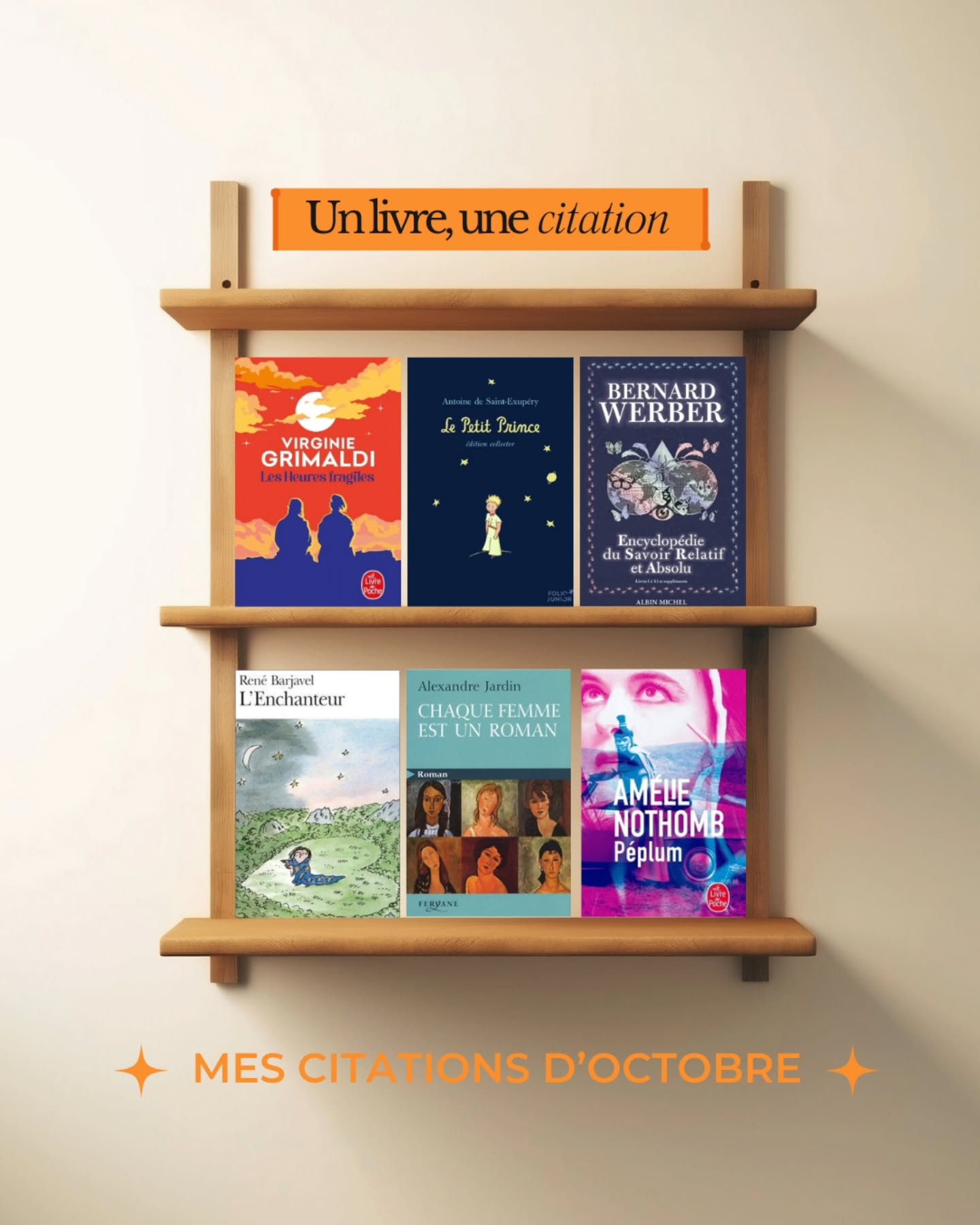 NOUVEAU format de post : chaque mois je vous présente six citations qui m’ont marquée dans
des romans de genres divers et variés.
À vous de me dire celle qui résonne le plus en vous. ✨️
Ensemble, propageons la littérature. Continuons de lire ! 📚