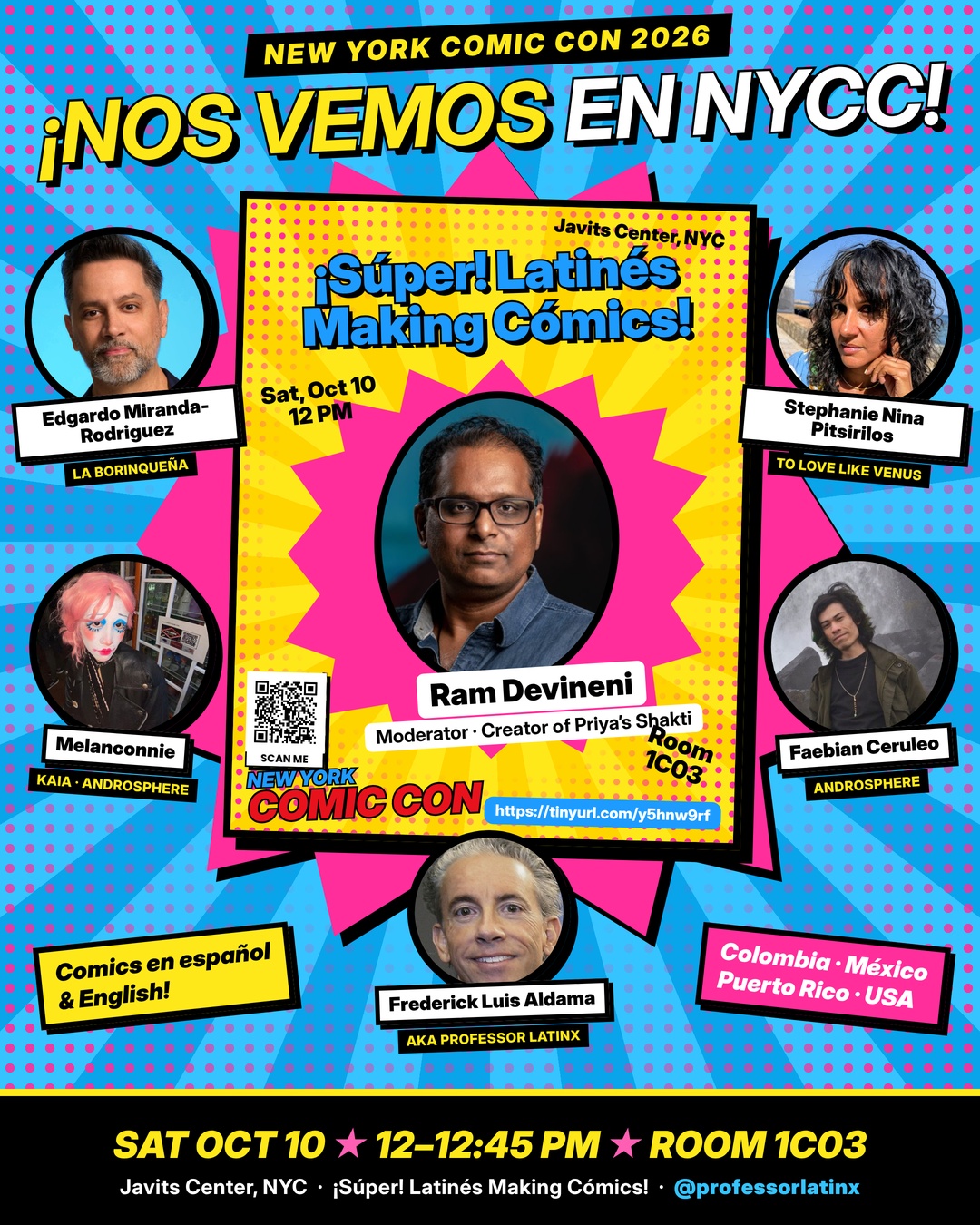 Meet our moderator: Ram Devineni, creator of the Priya’s Shakti comic book series and founder of Rattapallax, leads the conversation tomorrow at NYCC for "¡Súper! Latinés Making Cómics!" Sat, Oct 10, 12:00–12:45 PM, Room 1C03, Javits Center. #NYCC #NYCC2026 #LatinxComics #PriyasShakti #ProfessorLatinx #LatinxPop @theninagalaxy @laborinquenacomics @faebian.ceruleo @themelanconnie @powerofpriya @professorlatinx