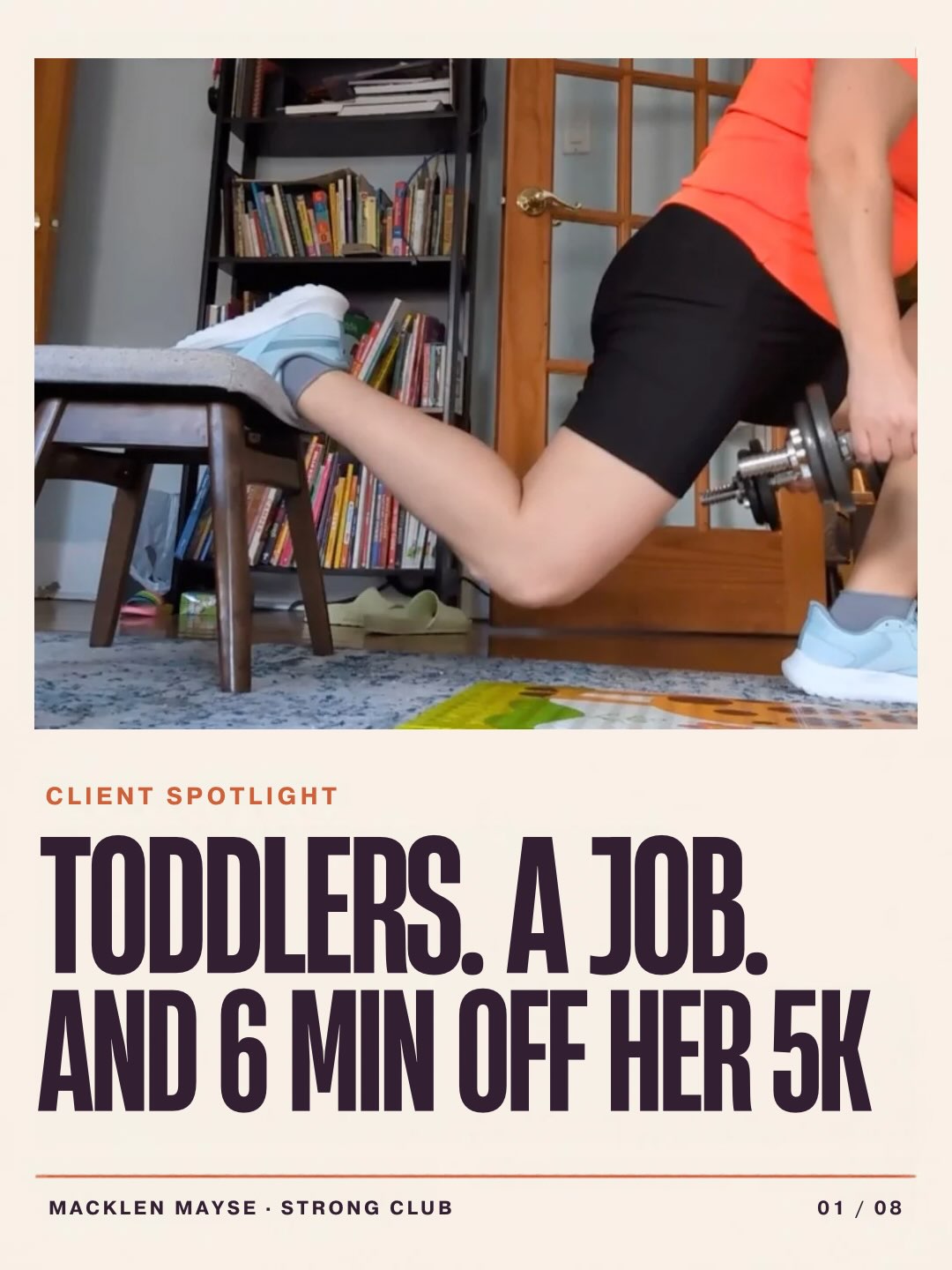 Anca and I have been training together since pandemic times (and before that in the yoga realm). Back then she had toddlers at home, a full-time job, and workouts squeezed into the living room with the kids running around. Push-ups hurt her shoulder.
She couldn’t find more time. There wasn’t any (working moms, you know!). She used the time she had, over and over. Short workouts. “Good enough” weeks. Kept showing up.
Her 5K in 2024 went from 40:08 to 34:11. And now? Her kiddos are doing workouts with her, she’s rocking heavy kettlebell squats at home, and she’s prepping to run ANOTHER 5K this month. Letssss goooo Anca 👏🏼
If you keep saying “I’ll start when things calm down”... girl, this is the moment. Strength training doesn’t need a gym or a free afternoon. (sure those are nice, buuuuut let’s getchu a needs a plan that fits ya).
Base Camp is 4 weeks of short strength workouts for women 35–58, done at home or at the gym.
Starts Oct 19, only 15 spots, and doors close Oct 16. DM me BASECAMP