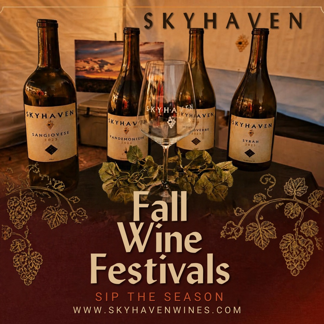 It's FALL!! 🍂 Or close enough here in AZ. 😉 That means it's time for fall wine festivals! Skyhaven will be pouring with our #azwine friends at:
🍷Willcox Wine Country Fall Festival (Willcox) - Oct 17 & 18
🍷SanTan Village Art & Wine Festival (Gilbert) - Oct 31 & Nov 1
🍷Kierland Art & Wine Festival (Scottsdale) - Nov 7 & 8
Tickets are on sale now. Check out our events link in bio for details on these and other Skyhaven revelry this season. Cheers! #swordsandwine #winelife