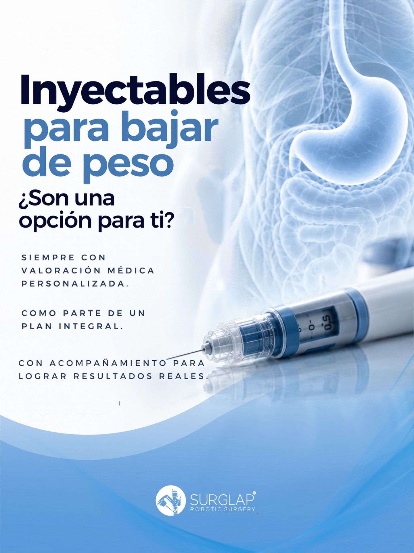 ¿Inyecciones para bajar de peso? Antes de empezar, hay algo importante que debes saber.
Si llevas tiempo intentando bajar de peso, probablemente has escuchado hablar de medicamentos como la semaglutida o la tirzepatida y te has preguntado si realmente podrían ayudarte.
Estos tratamientos han representado un avance importante en el manejo de la obesidad. Pueden ayudar a controlar el apetito y favorecer la pérdida de peso, pero no son una solución mágica ni son adecuados para todas las personas.
Antes de utilizarlos, es importante conocer tu historia clínica, evaluar tu salud metabólica, identificar posibles contraindicaciones y establecer un plan de seguimiento.
Como cirujano bariatra, mi objetivo no es llevarte directamente a un medicamento o a una cirugía. Es ayudarte a entender qué necesita tu cuerpo y encontrar contigo el tratamiento más adecuado.
Porque bajar de peso de manera saludable no se trata solamente de perder kilos, sino de recuperar bienestar, movilidad y calidad de vida.
La medicina nos ofrece nuevas herramientas. Saber cuándo y cómo utilizarlas es parte de cuidar tu salud.
#Obesidad #PérdidaDePeso #SaludMetabólica #GLP1 #SURGLAP