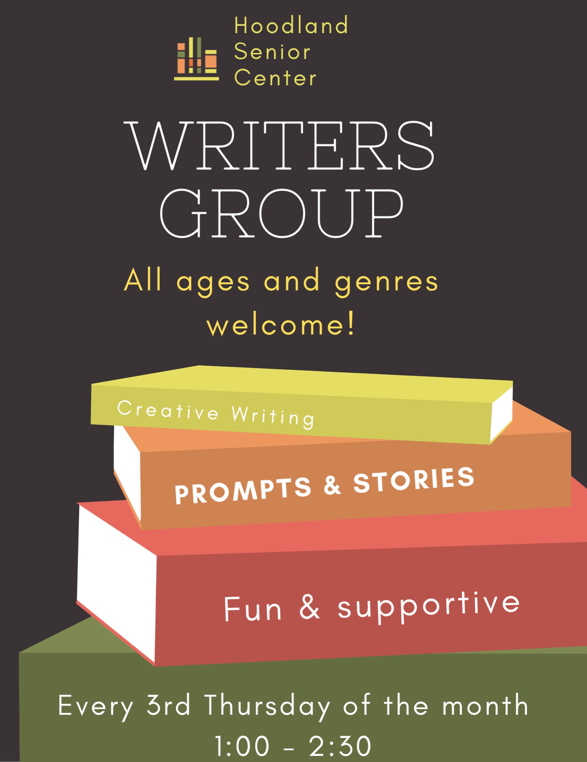 Join us for creative brain exercise!!! All ages & genres welcome. Every 3rd Thursday of the month.
Refreshments provided đŤ