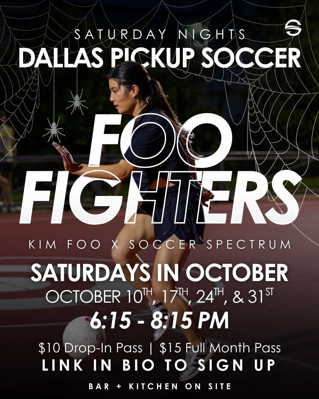 spooky season but make it pickup 🕸️⚽️
foo fighters is back at spectrum all month long:
october 10, 17, 24 + 31
6:15–8:15 PM
$10 drop-in or $15 for the full month.
link in bio to sign up.
#soccerspectrum #foofighters #pickupsoccer #dallassoccer #richardsontx