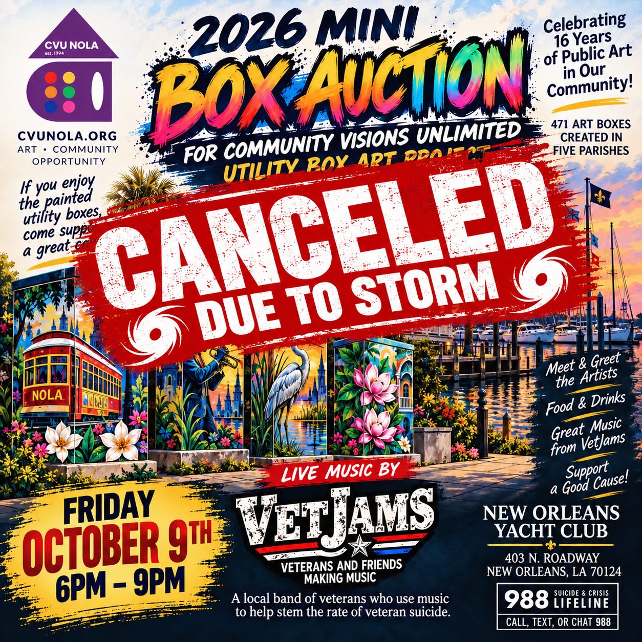 Unfortunately tonight’s benefit is canceled. Stay tuned for the rescheduled date. #damnhurricanes