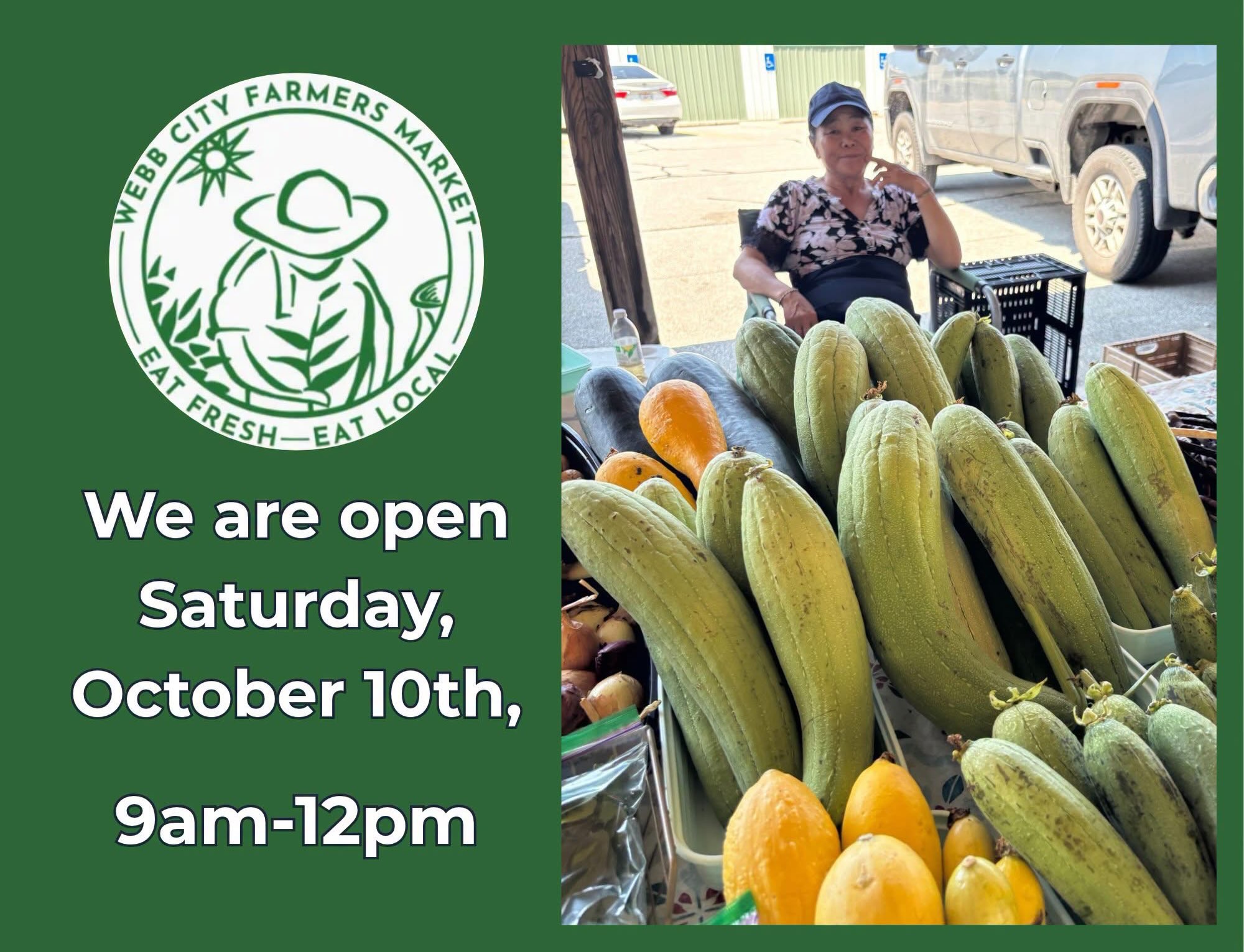 We are open Saturday, October 10th, 2026. We know there is a lot going on around town and are always grateful when you add us to your weekend adventures!
Just like that, the cool weather crops have a chance this week and we are ready for it! If it is in season, and grown locally, we have it!!
Music is Sponsored by Mid Missouri Bank, Webb City: this week, Grits and Gras String Band from 9a-12p.
In addition, our privately funded WIC program provides WIC households with two $5 coupons each week for produce, meat, and eggs, supported by sponsors like @southwestmissouribank and @sijoplin . Proceeds from our merchandise also benefit this program. For more information, please call 417-438-5833.
The market accepts SNAP, debit, and credit cards. SNAP customers can receive up to $25 in market tokens, plus double food bucks for free fruits and vegetables, thanks to a USDA grant.
The Webb City Farmers Market is a producer-only market that operates year-round:
Saturdays: 9 AM to 12 PM
Tuesdays: 11 AM to 2 PM (April 21 - October 6)
Thursdays: 11 AM to 2 PM (July only)
Visit us at 106 E. Tracy Street, Webb City, MO 64870.
Celebrating 26 joyful years of nourishing this community, we thank you for making it all possible!