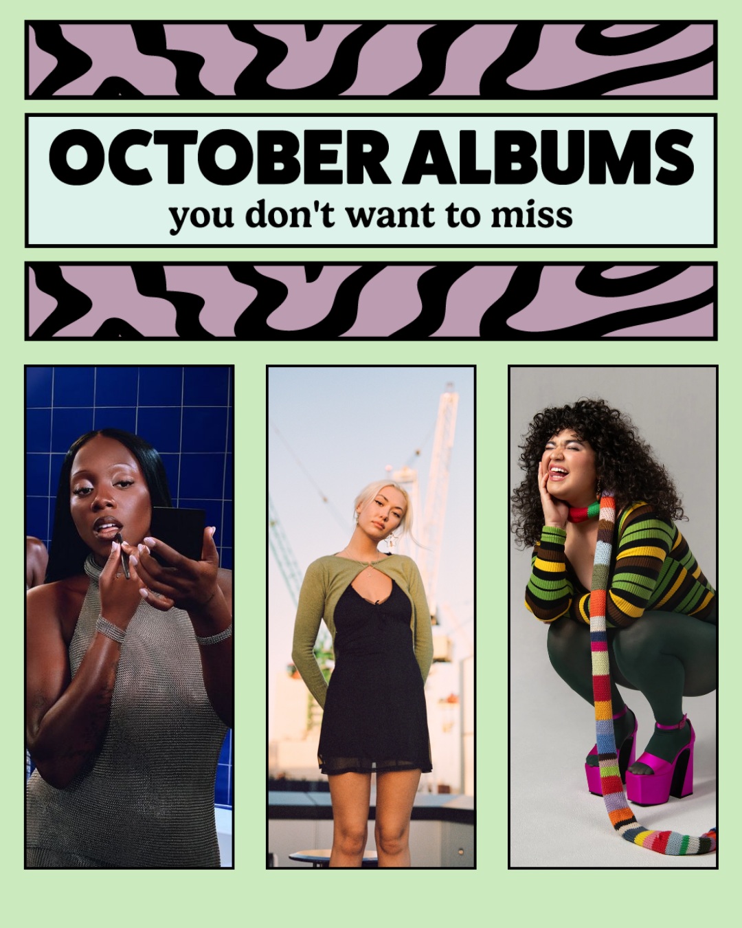 This is the final countdownnnnn! We've only got a few more months of the year, but October's releases show no sign of slowing down 🥵.
There are way more albums coming out than this list can hold, so be sure to follow us and check our weekly New Music Friday posts for more in depth releases!
What album are you MOST excited about this month? We have a feeling a lot of you are going to say Queen Remi Wolf 😉
featuring:
@remiwolf
@rachelchinouriri
@florrie
@nieveella
@fontainesband
@annashoemaker_
@ashemusic
@figwoop
@iamluckydaye
@fennelily
@winonaoak
@the_buoys
@lennonstella
@anderson._paak / @cordae
@sadgirlsloan
@moodyjoodymusic
@thaogetstaydown
@radiofreealiceband
@jonahkagen