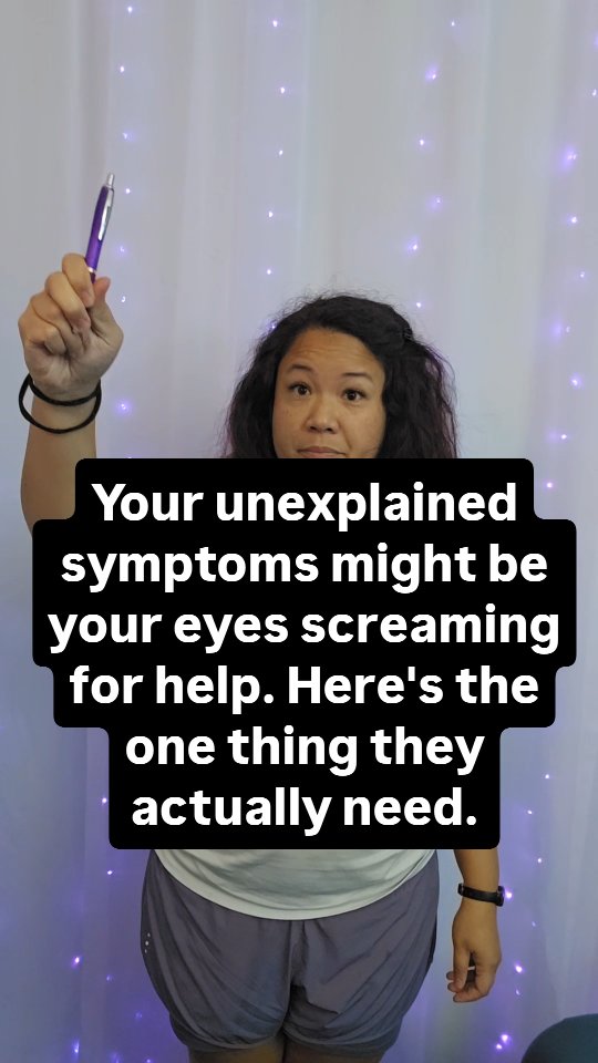 Place a pen or your finger shorter than arms length.
Focus your eyes on the finger or pen while keeping your head still.
Now move the finger/pen up to the right and HOLD your eyes there 30 seconds.
Relax your eyes.
Then stop and notice how you feel.
Try a different direction and notice how you feel.
Discontinue if any new symptoms develop and as always consult with a medical provider in your care.
Your visual and balance systems have to work together to keep that target clear.
👀 Your eyes are part of the brain + body conversation too.
SAVE this neuro drill.