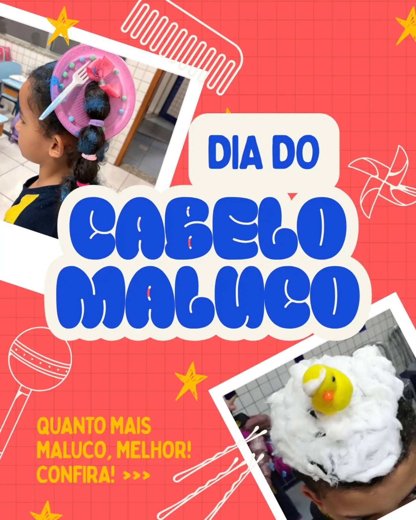 🤪🎨 DIA DO CABELO MALUCO! 🎨🤪
Dia de soltar a criatividade e deixar a imaginação tomar conta! 💇♀️💇♂️✨
No Colégio 4 de Julho, o Dia do Cabelo Maluco foi pura diversão, com penteados incríveis, muita criatividade e, claro, muitas risadas! 😂💚
Porque aqui, a semana das crianças é muito mais divertido! 🥰
💚 Colégio 4 de Julho — 40 anos, lapidando vidas, construindo futuros.
