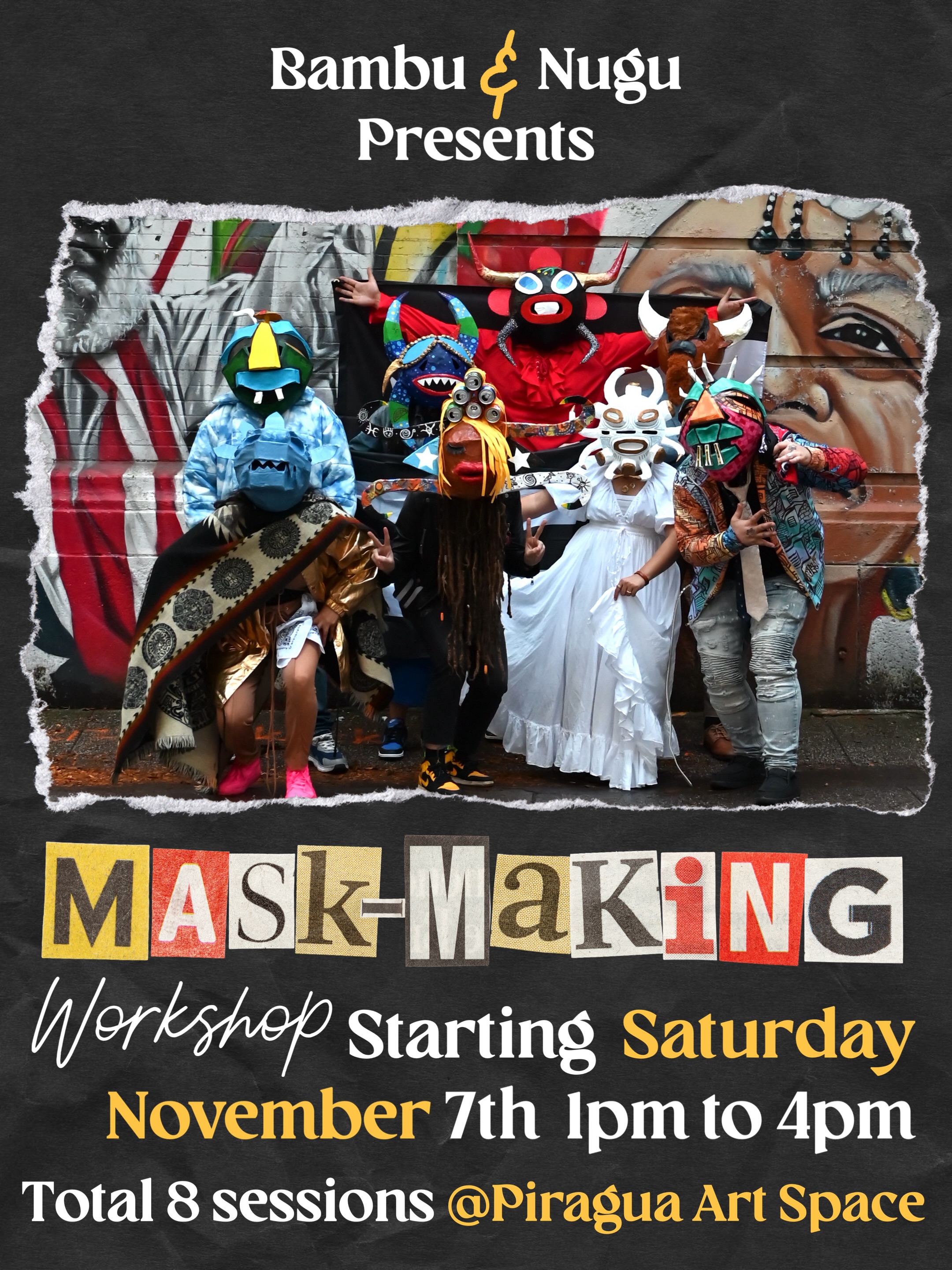 Vamos al Mambo! 🙌🎭
New Mask-Making Workshop! 💯📣 @piraguaartspace
Learn traditional mask-making techniques with recycled materials. Dive into your character design and explore history, myth and folklore as you develop a unique work of art. - no experience needed, just bring your imagination!
Students must commit to all 8 sessions to complete the workshop. (Flexible schedule is available)
Materials are included with sign-up!
The workshop also includes refreshments, exclusive acting exercises by @diana_nugu_ for creative development, plus an artshow and photoshoot for graduation day!
Classes start SAT November 7th, from 1pm to 4pm.
Following sessions on Saturdays
Nov 14th, 21st, 28th,
Dec 5th, Dec12, Dec 19,
Jan 9th.
Location: Piragua Art Space. Lower East Side
367 E 10th St, New York, NY 10009-4724, United States, New York, NY, United States, New York
CONTACT US FOR A SPECIAL PAYMENT PLAN
Gabriel Bebe Bambu
gabrielrosariomongil@gmail.com
917 446 7705
💎⚒️💎
You can also join us for our Mask Exhibition on OCT 24 in Astor Place NYC!
See details in my Bio
Stay tuned for more 🎬
#masks #maskmaking #maskmakingworkshop #newyorkcity #vejigante