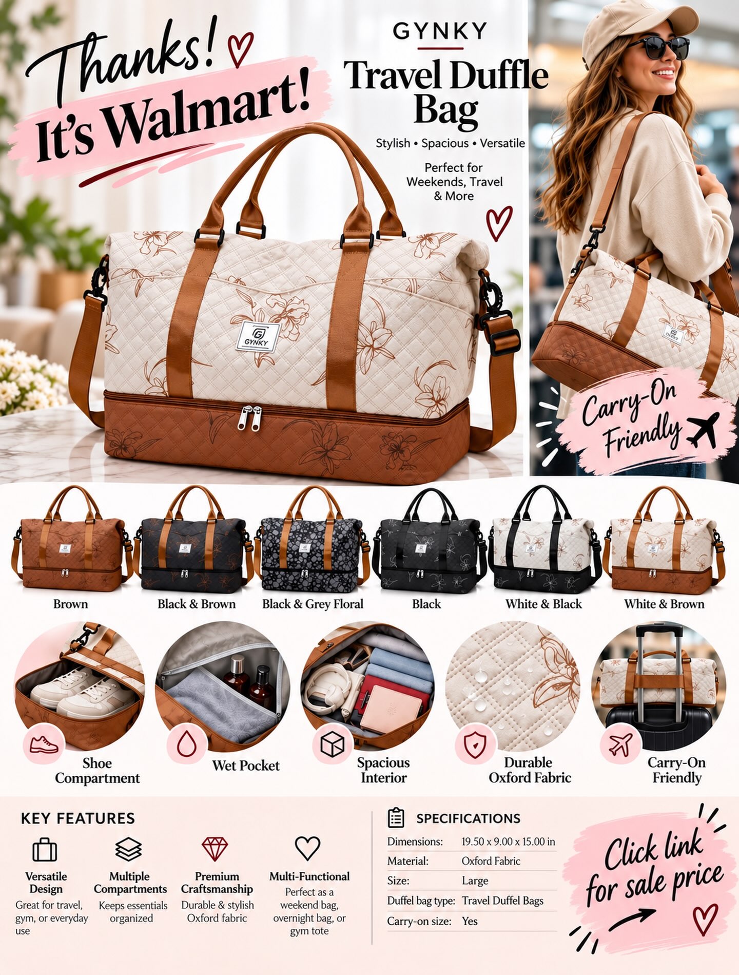#WalmartPartner
“Wait… you got that at Walmart?!” 💕
Yep! And it’s actually cute AND practical. These weekender bags have a separate shoe compartment, a wet pocket, plenty of room for all your essentials, and several pretty color combinations.
Perfect for weekend getaways, road trips, or that girl who packs for three days like she’s leaving for two weeks. 🙋♀️
Even better? They’re on sale! 👀
🛍️ Shop my Walmart Storefront — link in bio for the sale price!
#WalmartFinds #TravelEssentials #WeekendGetaway #WalmartDeals