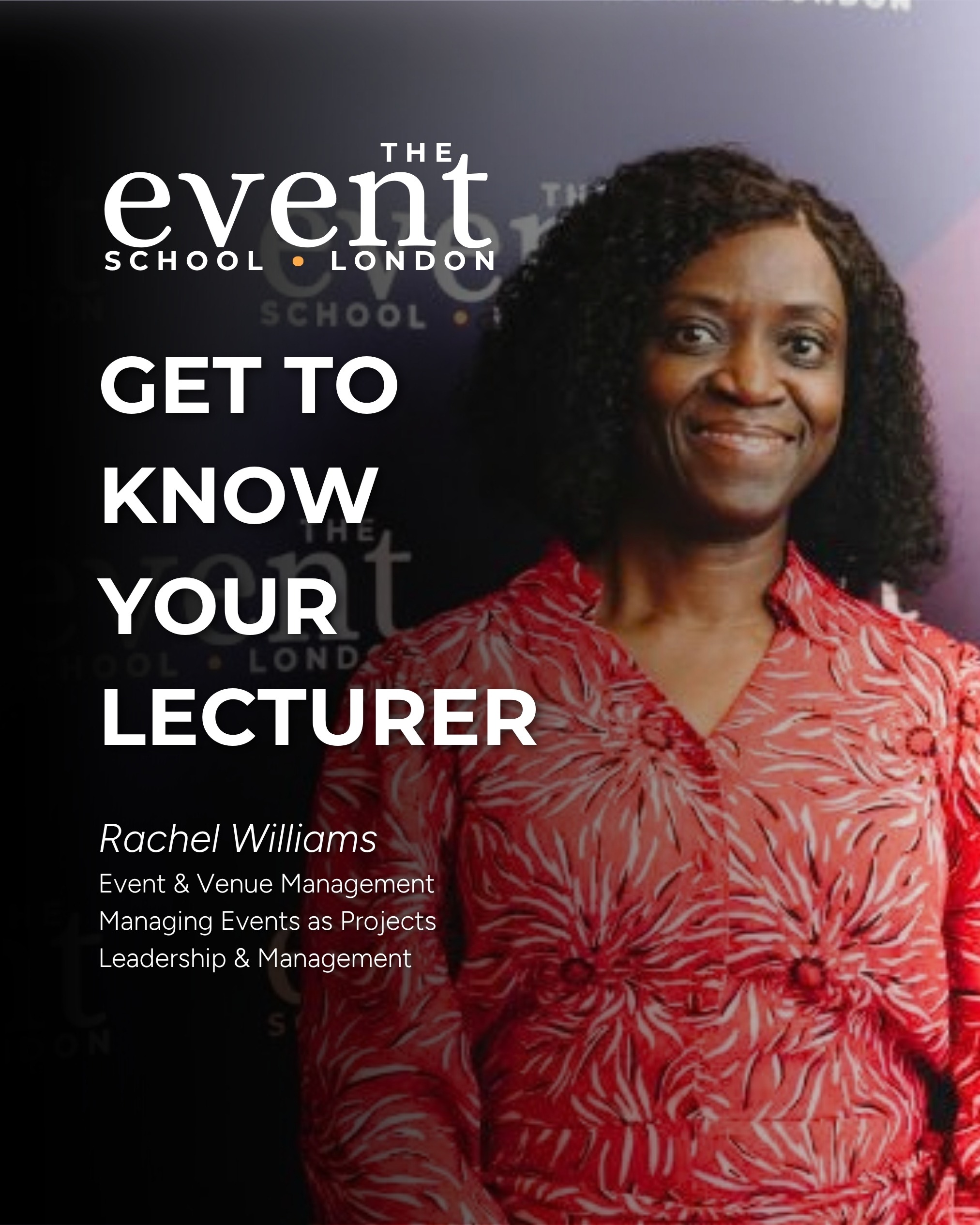 Get to know your lecturer: Rachel Williams.
What does it take to oversee thousands of events every year?
Rachel knows firsthand. With account management experience at ExCeL London and 15 years at etc.venues, where she led teams delivering over 10,000 events annually, she brings an exceptional depth of industry knowledge to the classroom.
At The Event School London, Rachel teaches Event & Venue Management, Managing Events as Projects, and Leadership & Management.
From running major venues to managing teams and delivering successful events, our students learn from someone who has done it at scale.
Swipe to discover more about Rachel's experience.
#EventSchoolLecturer #EventProf
#EventManagement #EventPlanning #VenueManagement
#EventManagementCourses #EventIndustry #StudyInLondon
#NextGenEventProfs #ChooseEvents #EventCareers